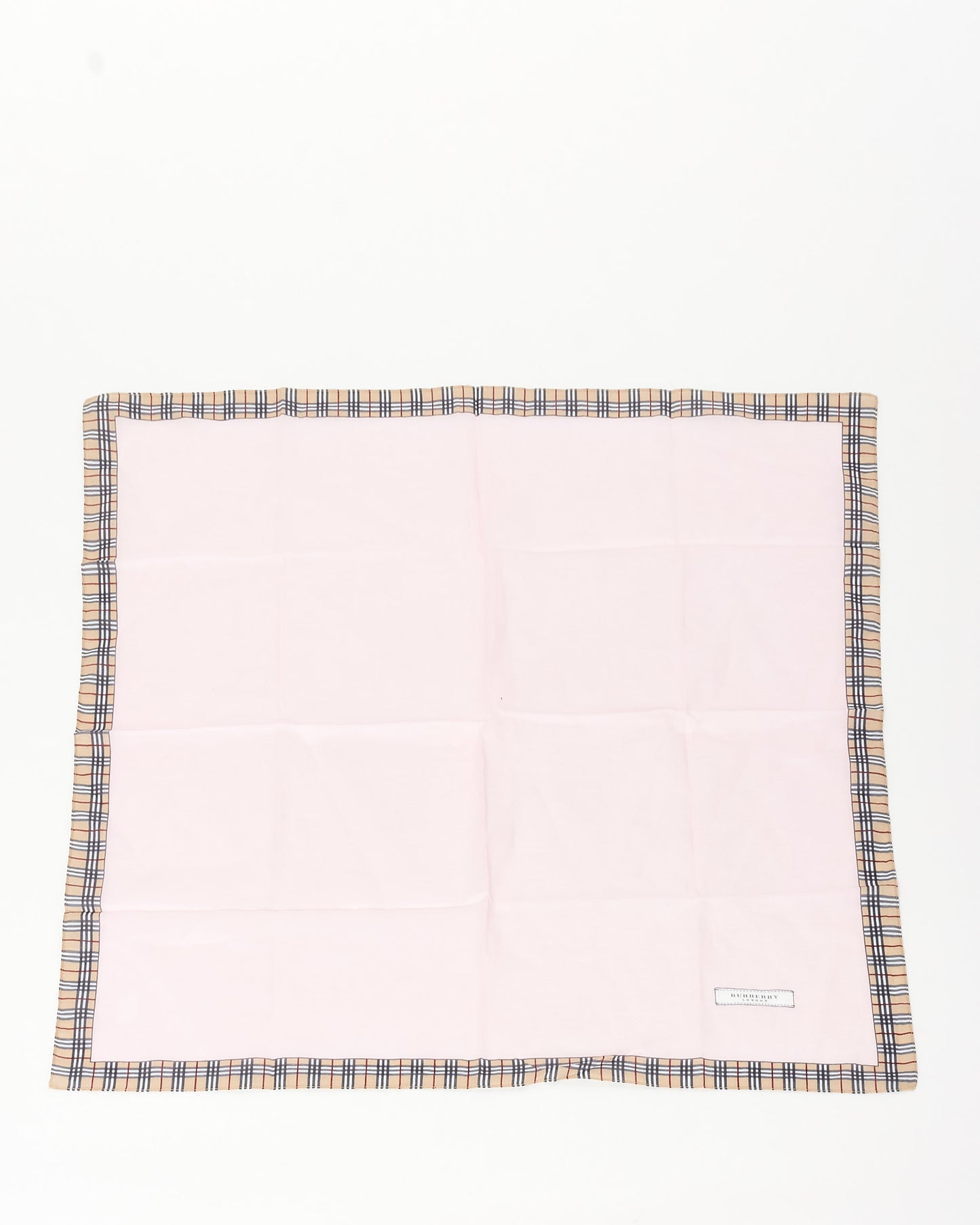 Burberry Pink 
Plaid Cotton Square Scarf