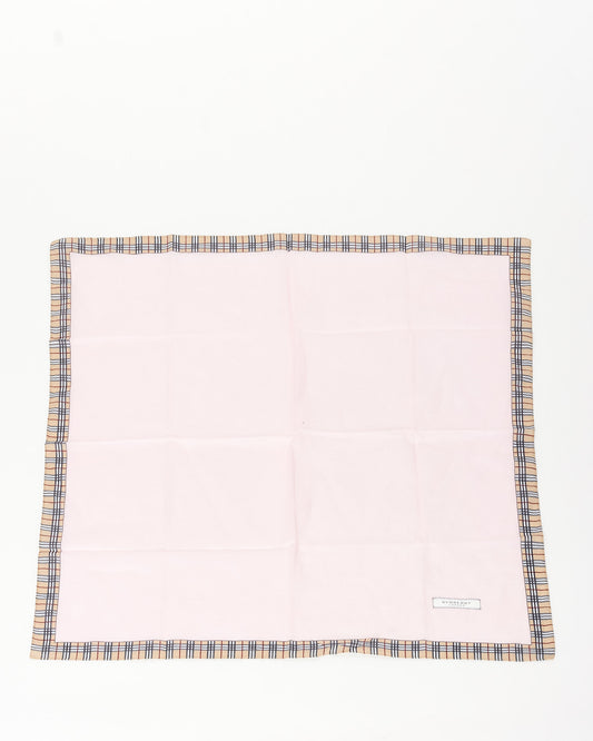 Burberry Pink 
Plaid Cotton Square Scarf