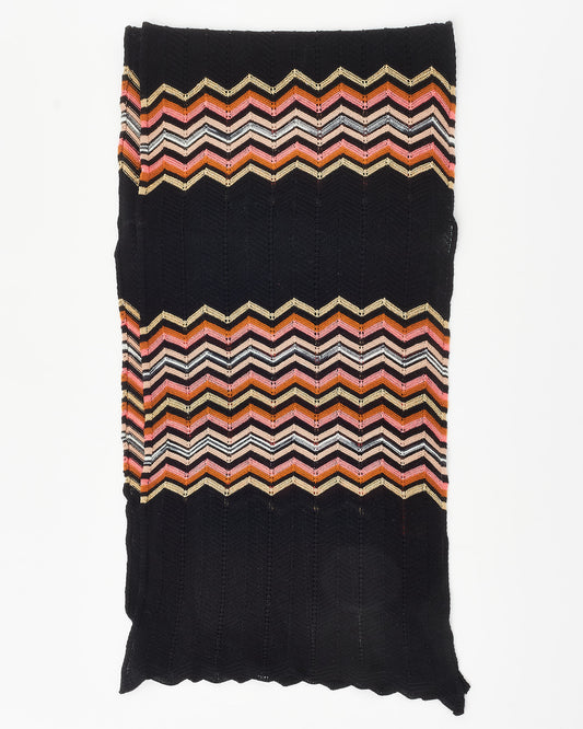 Missoni Black Coral 
Gold Wave Wool Scarf