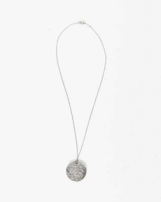 Tiffany 
Co. Silver Notes 5TH Ave. New York Disc Pendant Necklace