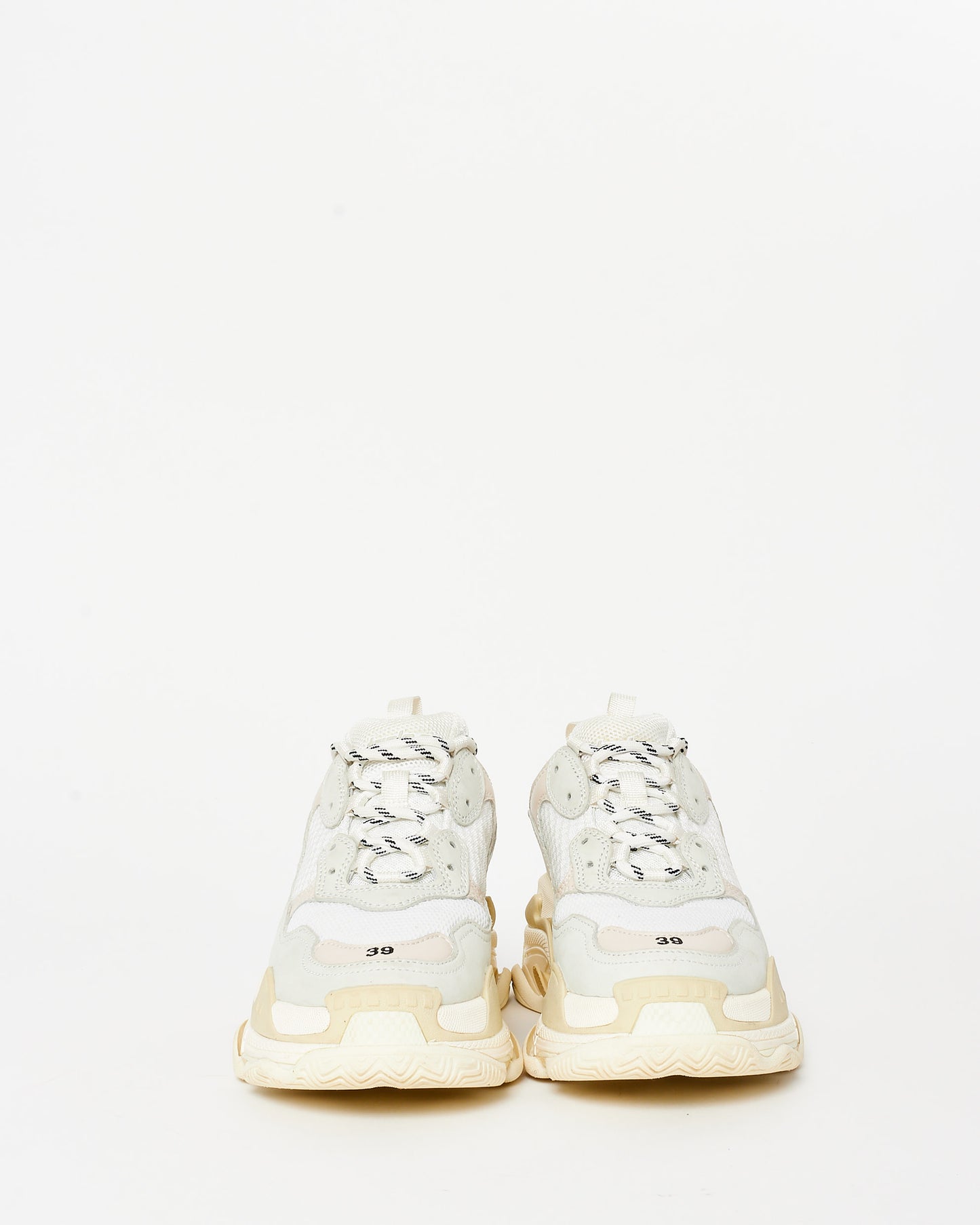 Balenciaga White Fabic Tripple S Sneakers - 39