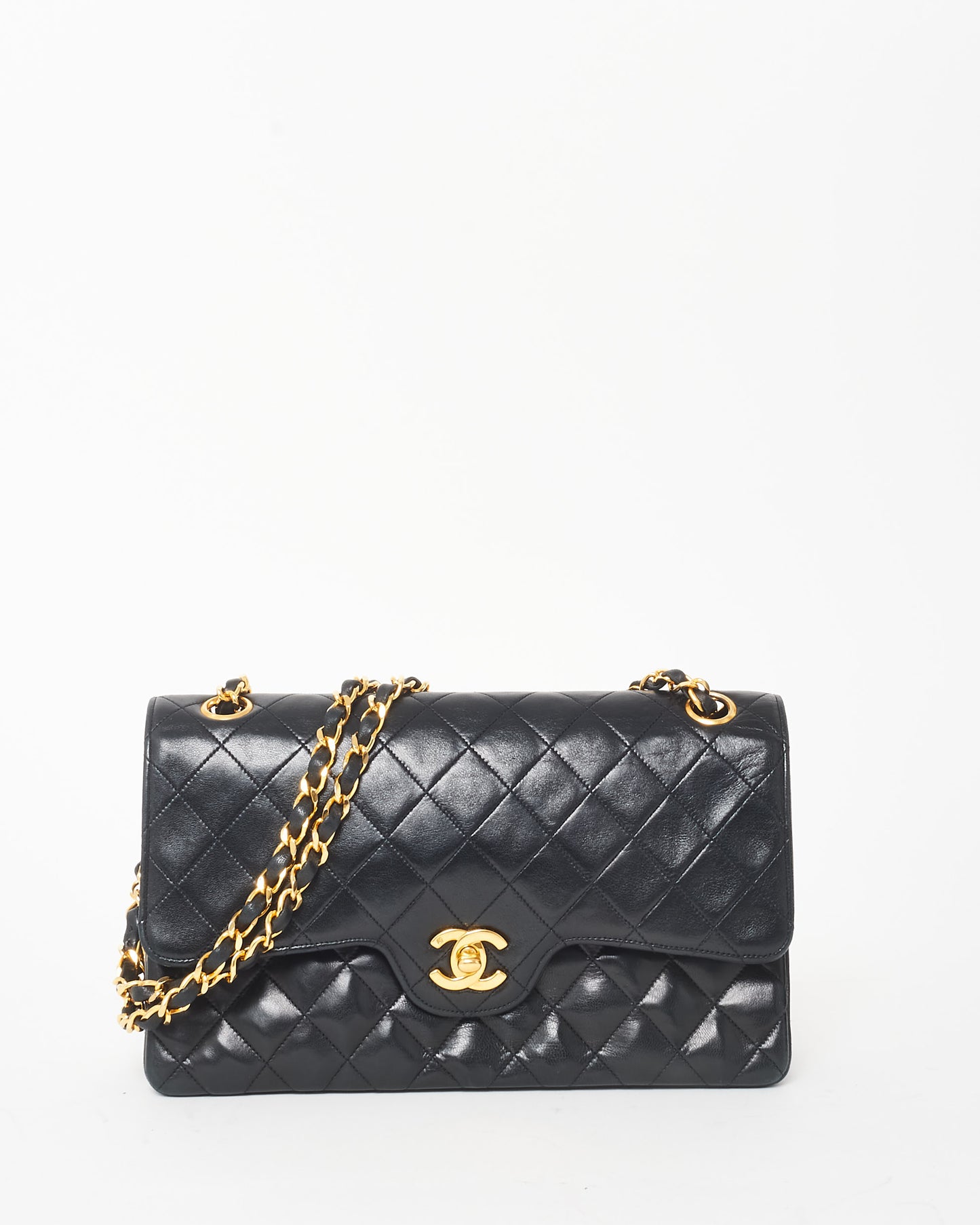 Chanel Vintage Black 
24K Gold Plated Lambskin Flap Bag