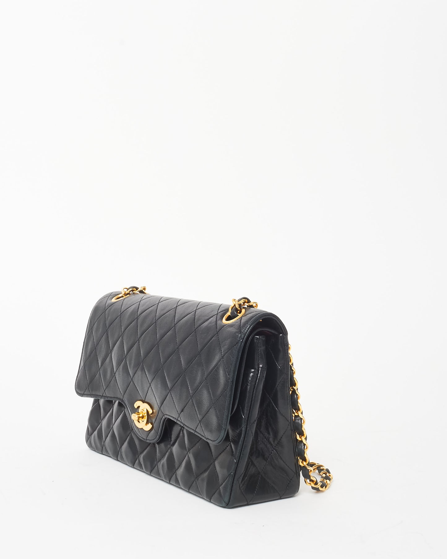 Chanel Vintage Black 
24K Gold Plated Lambskin Flap Bag