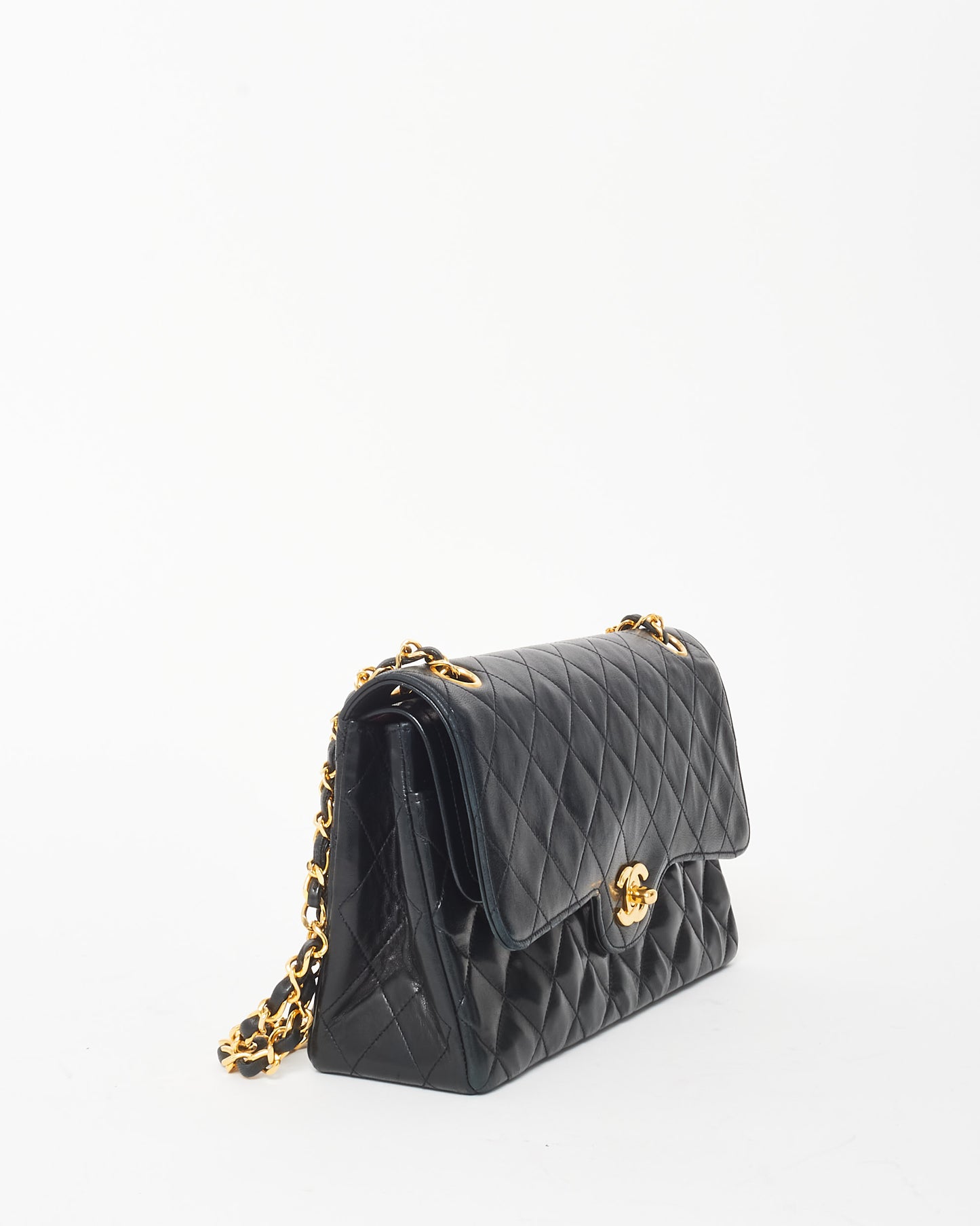 Chanel Vintage Black 
24K Gold Plated Lambskin Flap Bag