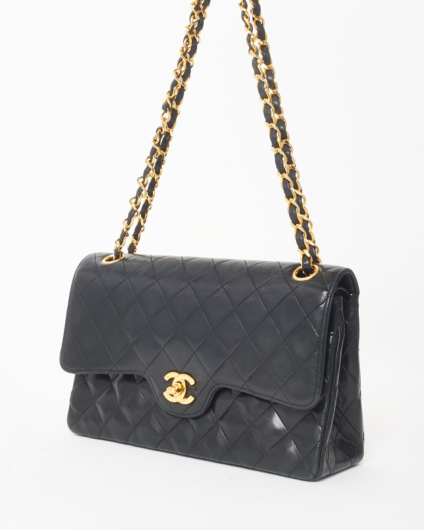 Chanel Vintage Black 
24K Gold Plated Lambskin Flap Bag