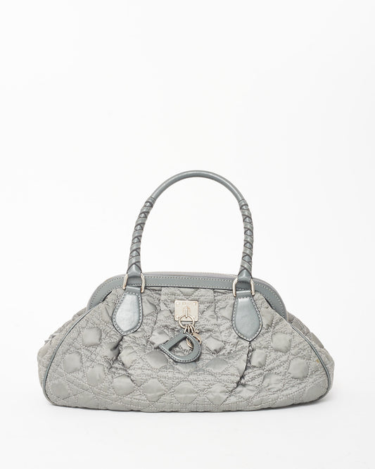 Dior Vintage Grey Cannage Satin Charming Doctor Bag