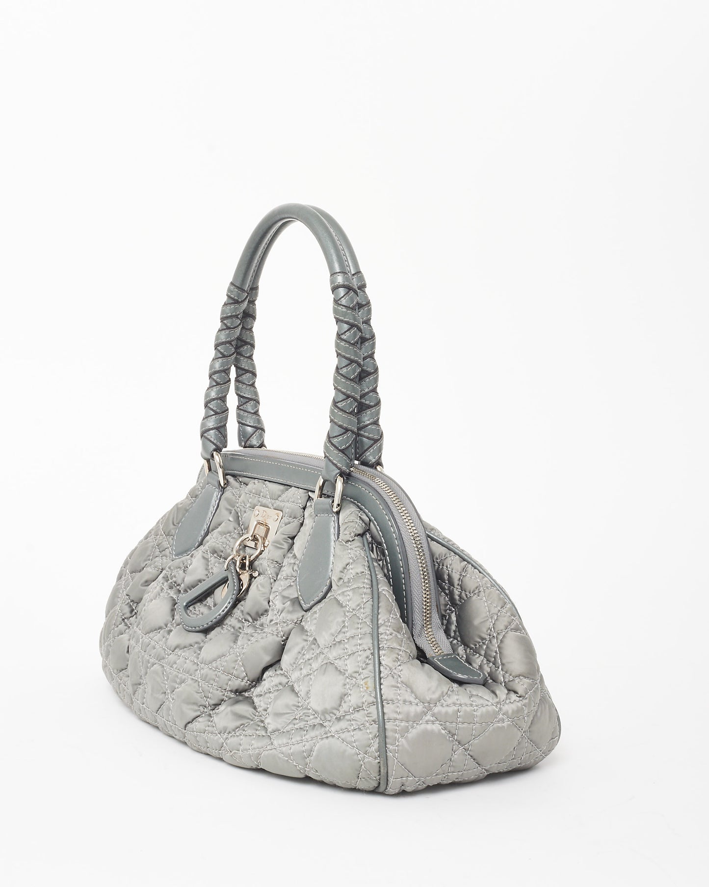 Dior Vintage Grey Cannage Satin Charming Doctor Bag