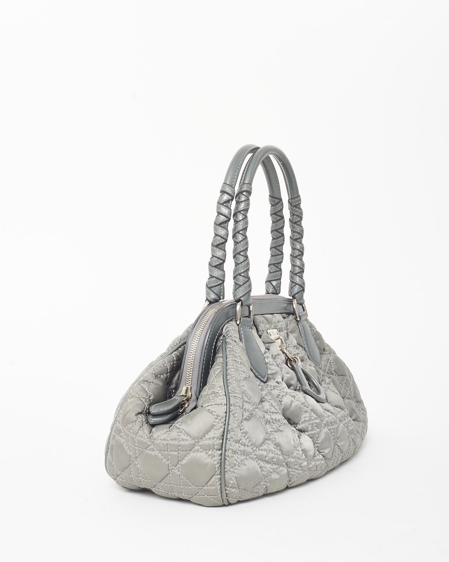 Dior Vintage Grey Cannage Satin Charming Doctor Bag