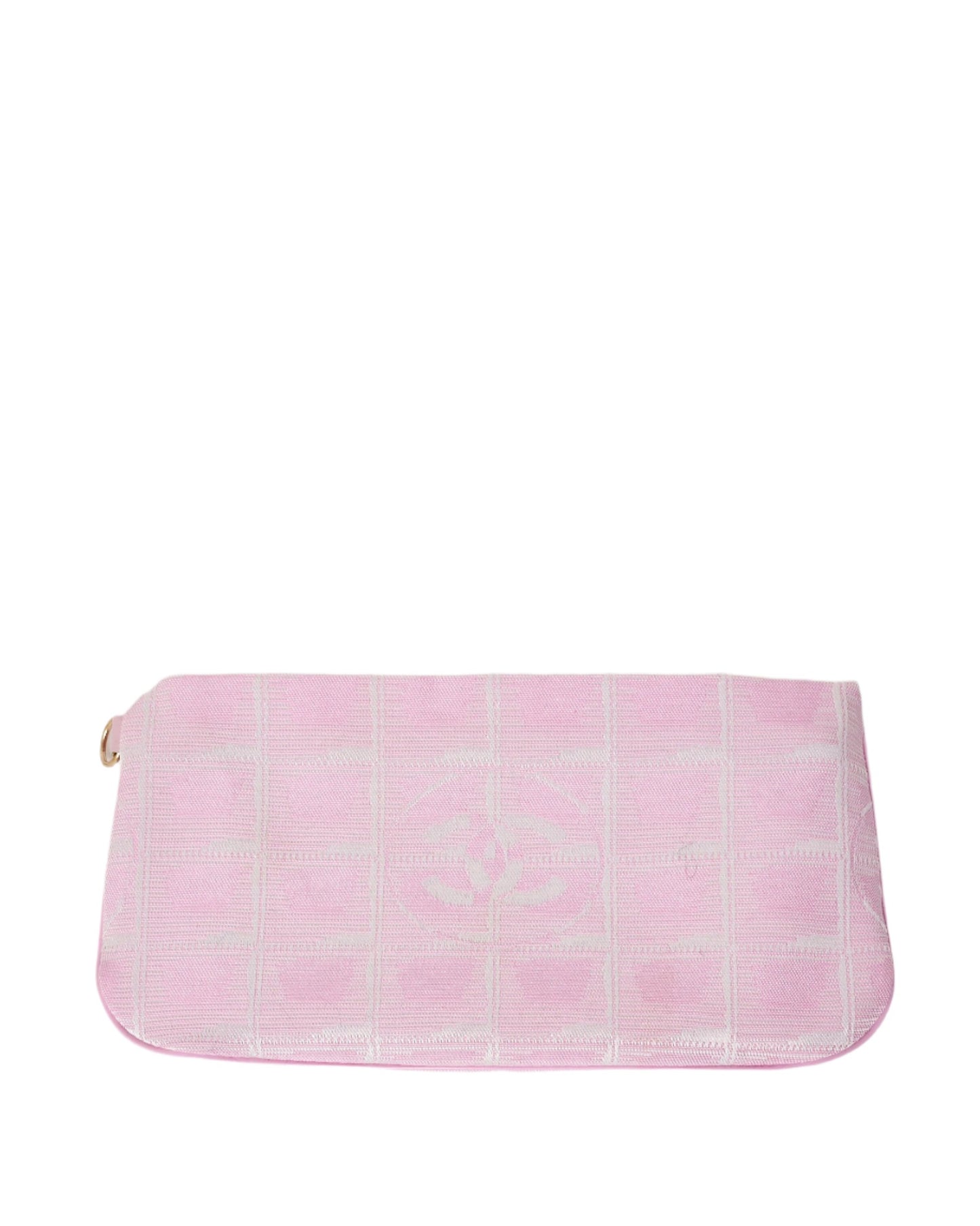 Chanel Pink 
White Traveline Logo Fabric Pouch