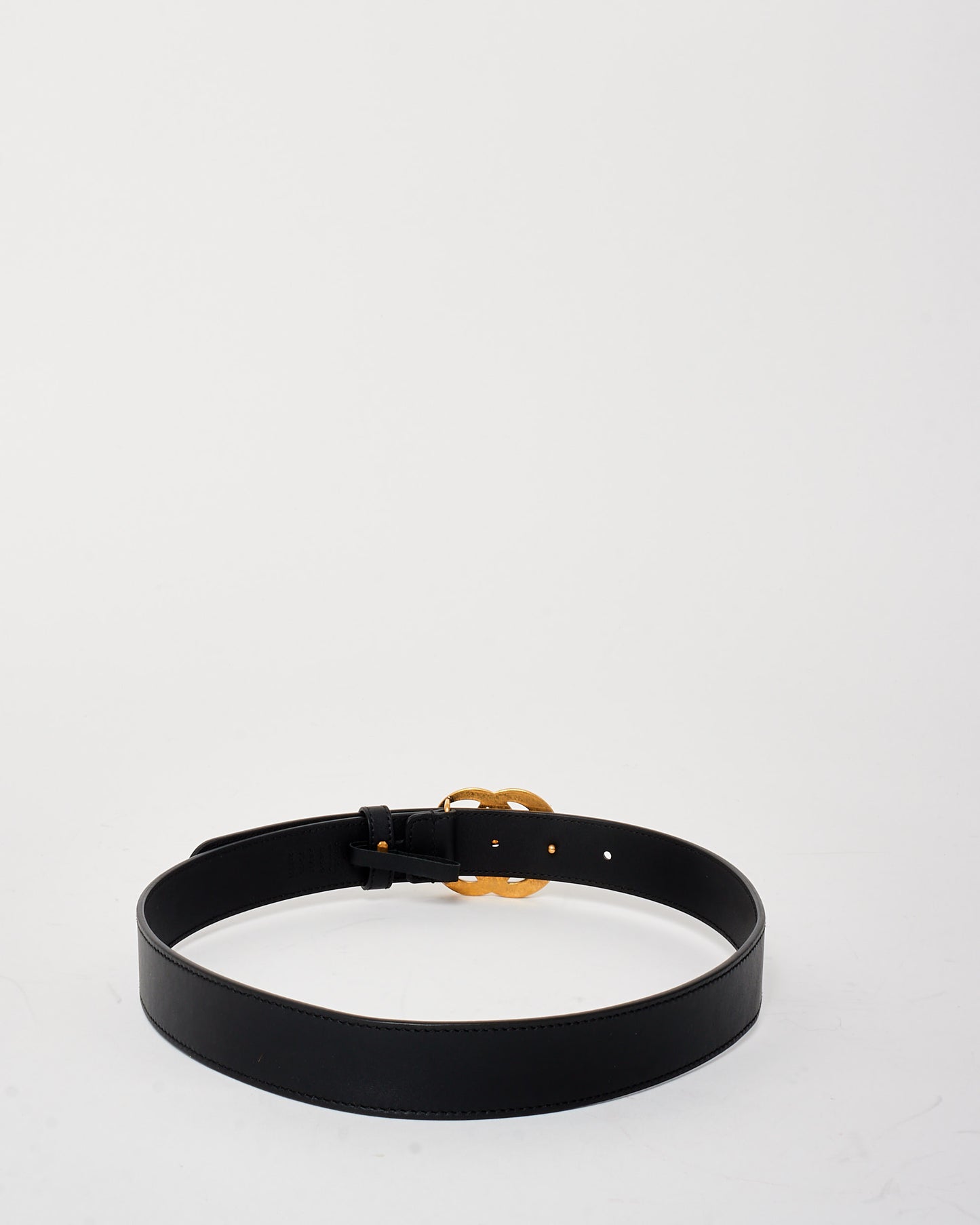 Gucci Black Leather Medium Width GG Marmont Belt - 75/30