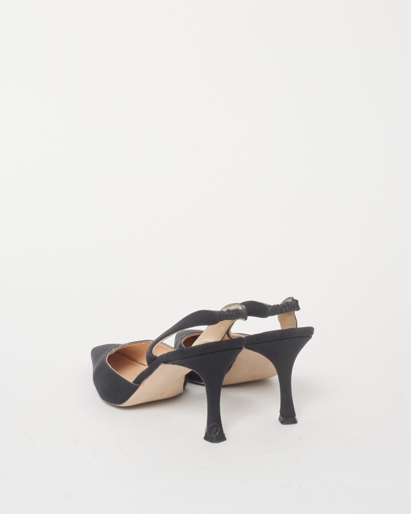 Manolo Blahnik Black Fabric Slingback Pumps - 37