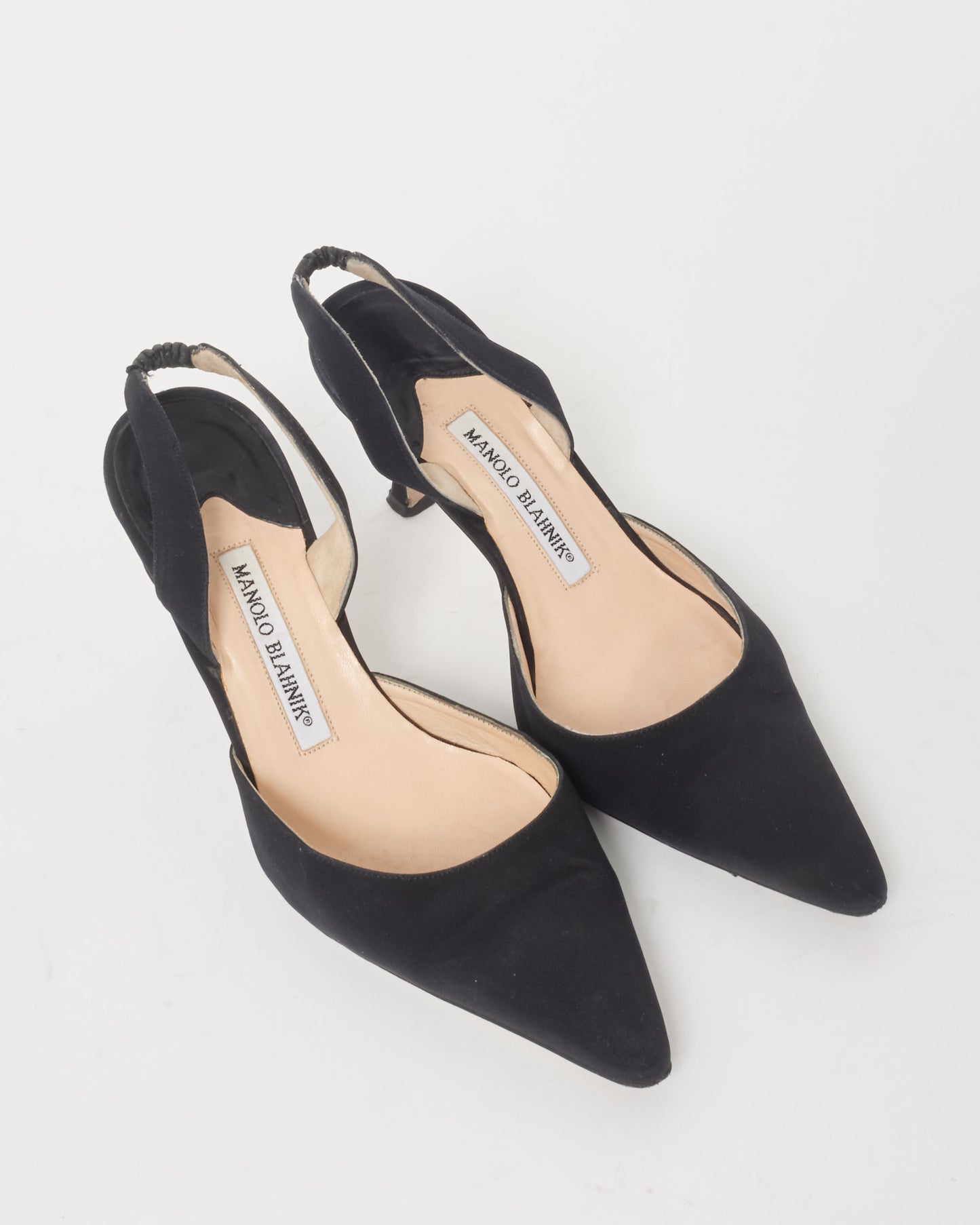 Manolo Blahnik Black Fabric Slingback Pumps - 37