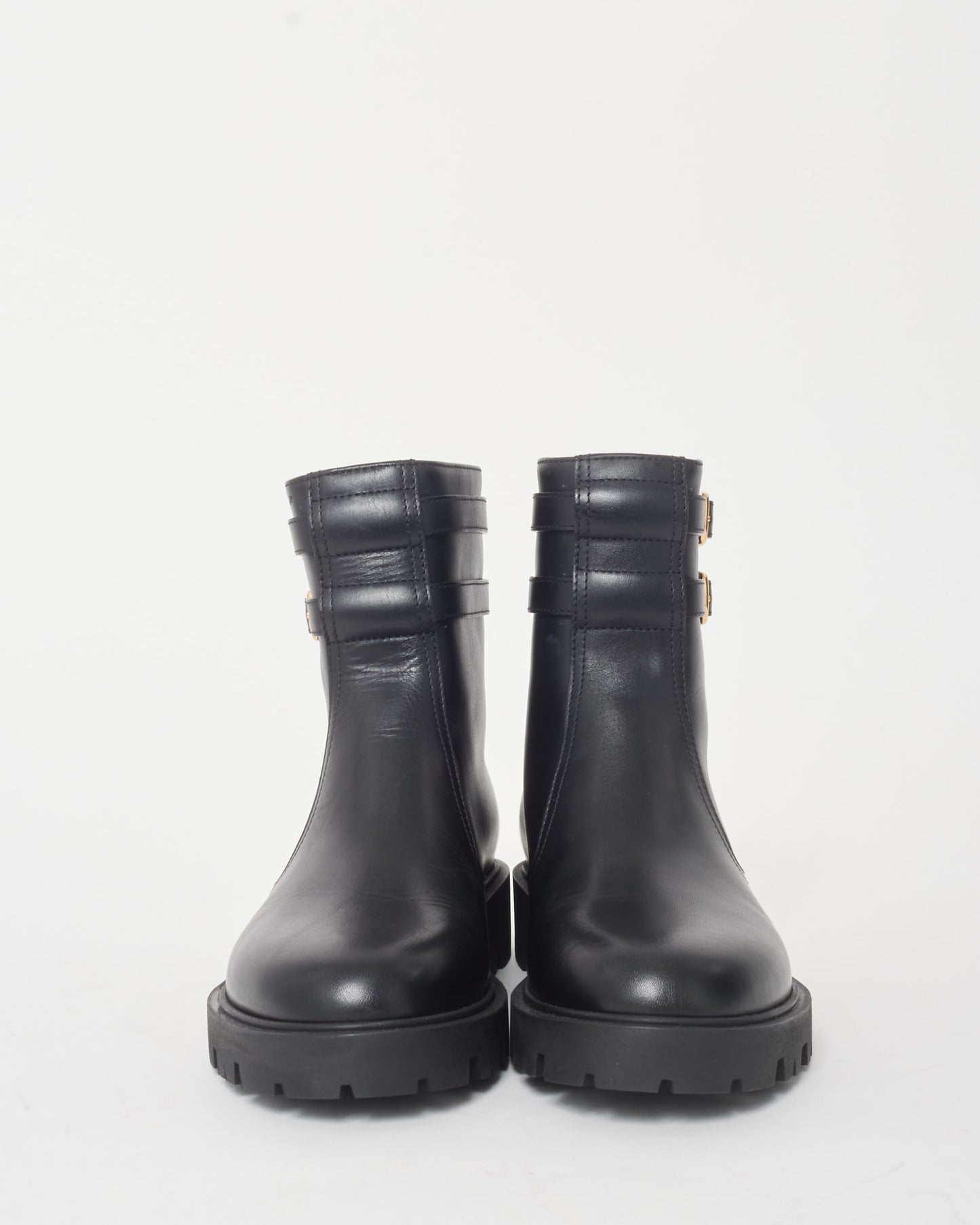 Celine Black Calfskin Leather Buckle Triomphe Margaret Boots - 38