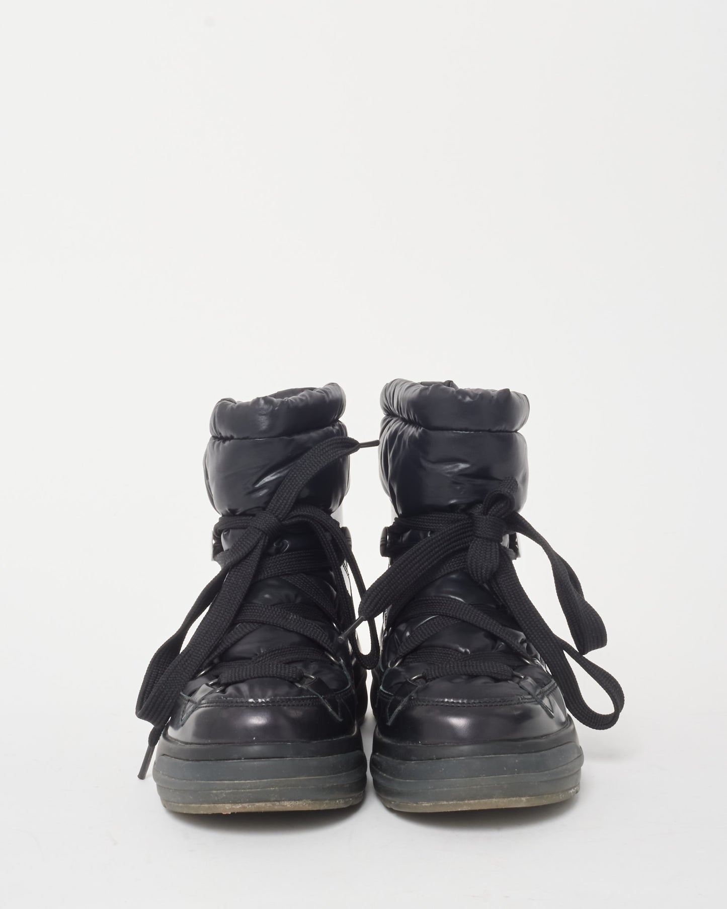 Moncler Black Shiny Nylon Puffer Boots - 38