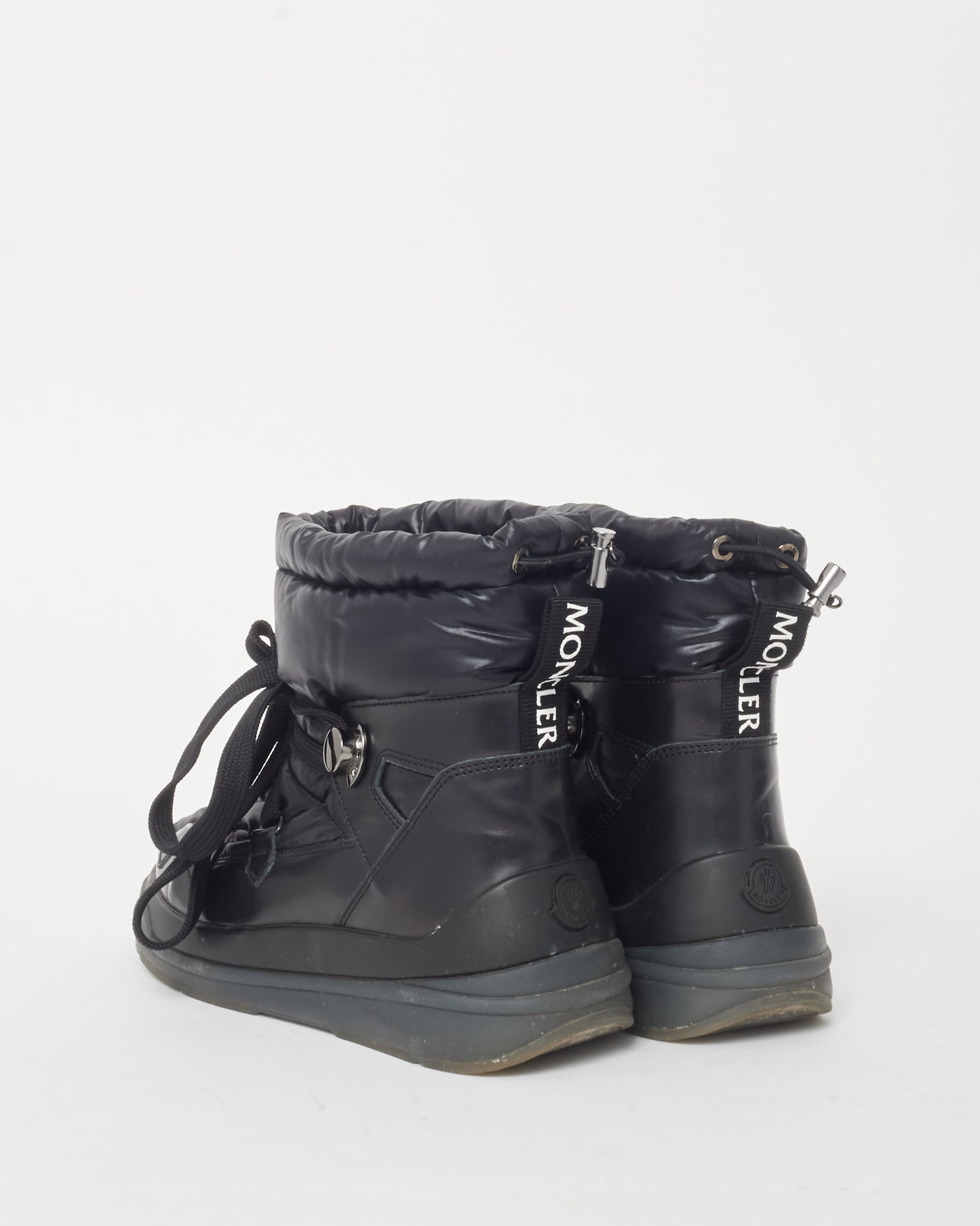 Moncler Black Shiny Nylon Puffer Boots - 38