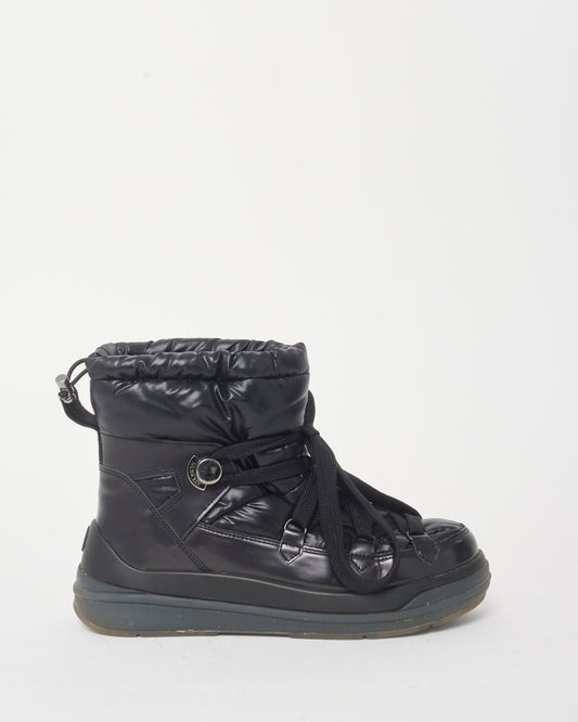 Moncler Black Shiny Nylon Puffer Boots - 38