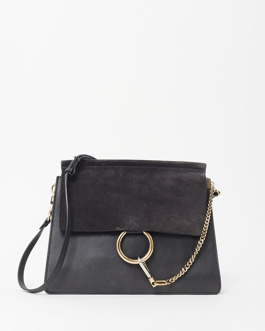 Chloé Dark Charcoal Grey Faye Medium Crossbody Bag