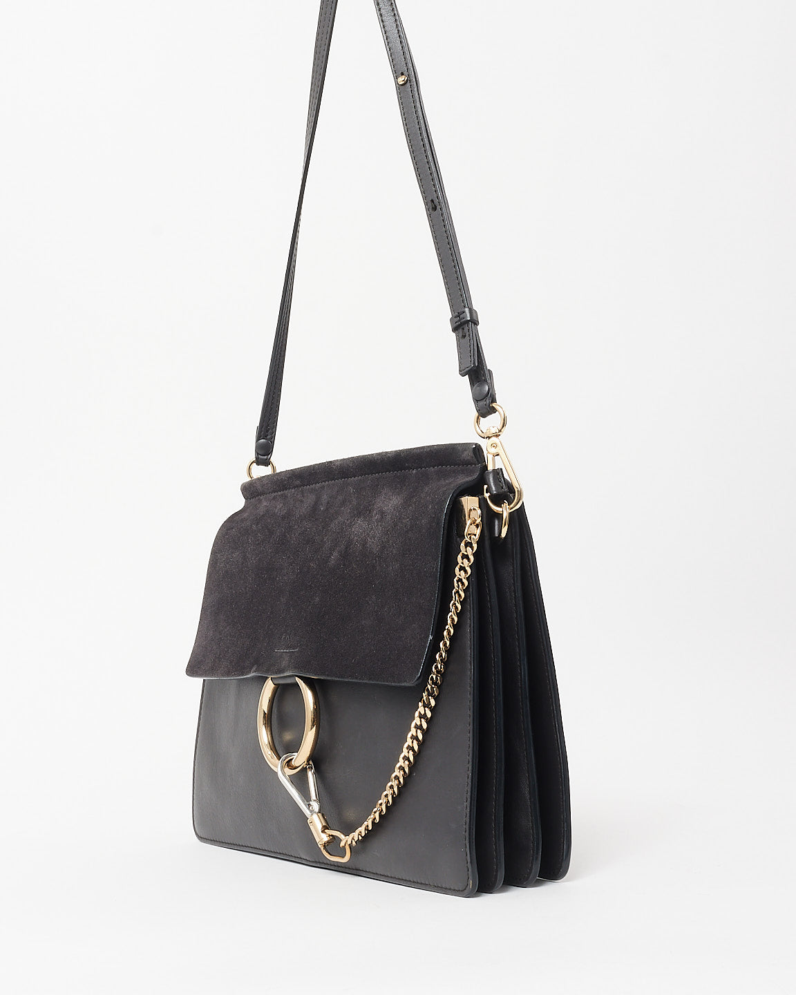 Chloé Dark Charcoal Grey Faye Medium Crossbody Bag