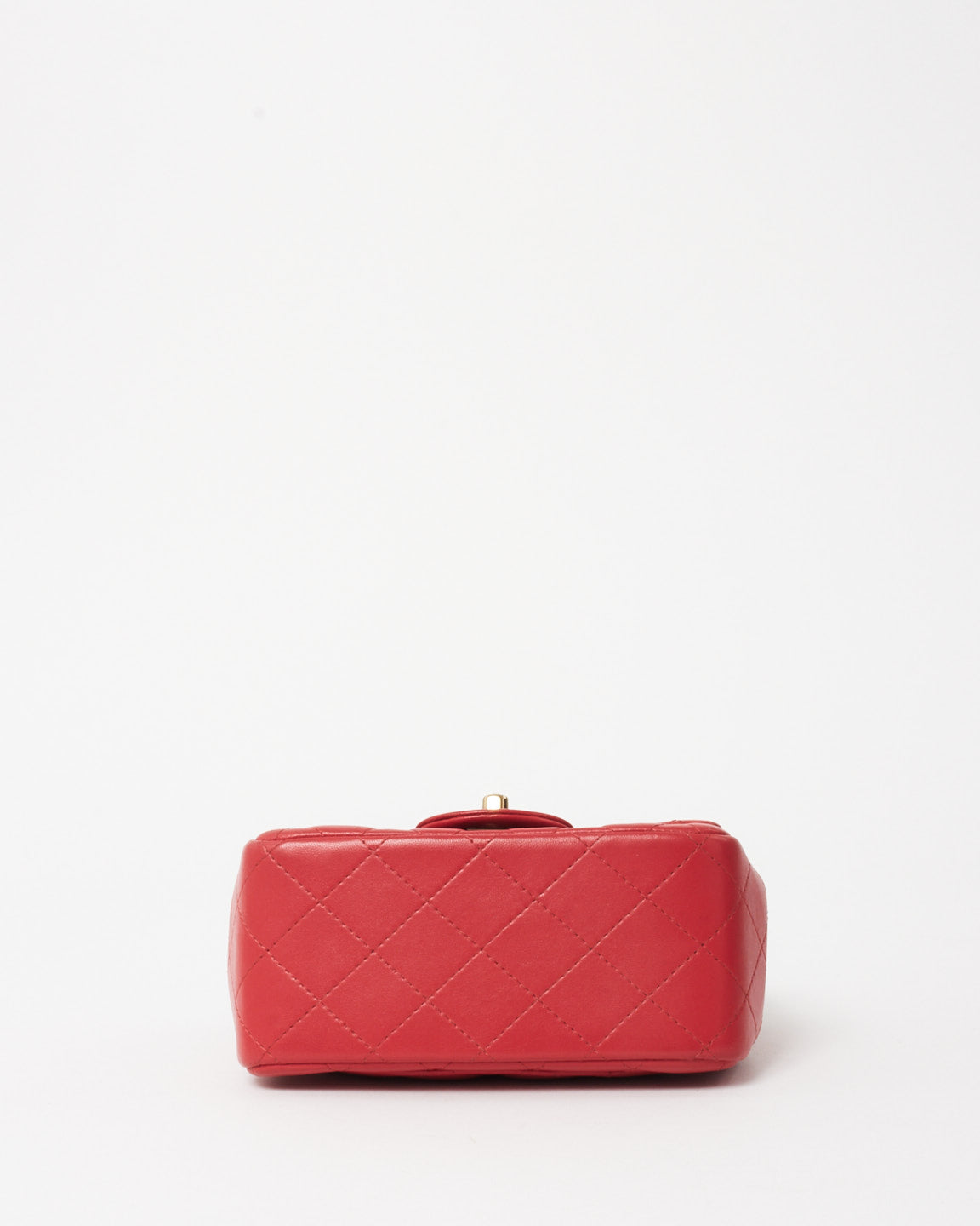 Chanel Red/Coral Lambskin CPHW Square Mini Single Flap Bag