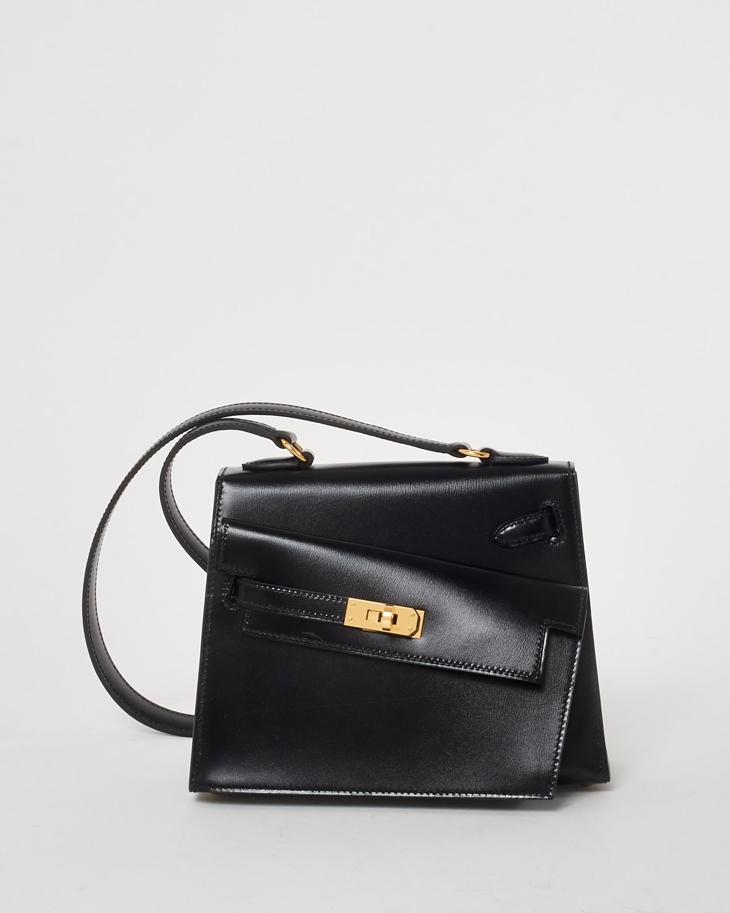 Hermès Black Box Leather Kelly Desordre Handbag GHW