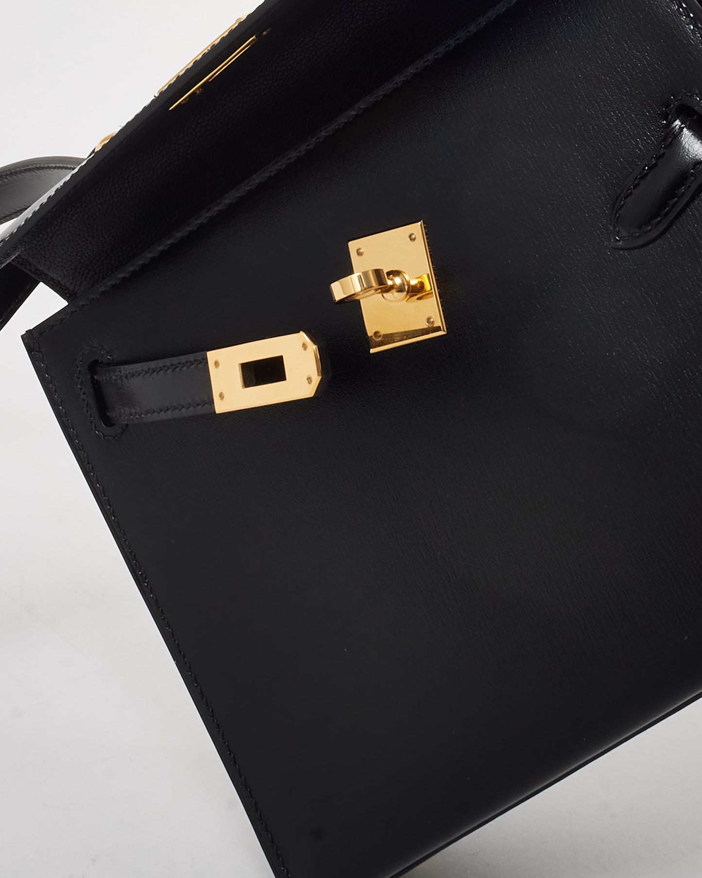 Hermès Black Box Leather Kelly Desordre Handbag GHW