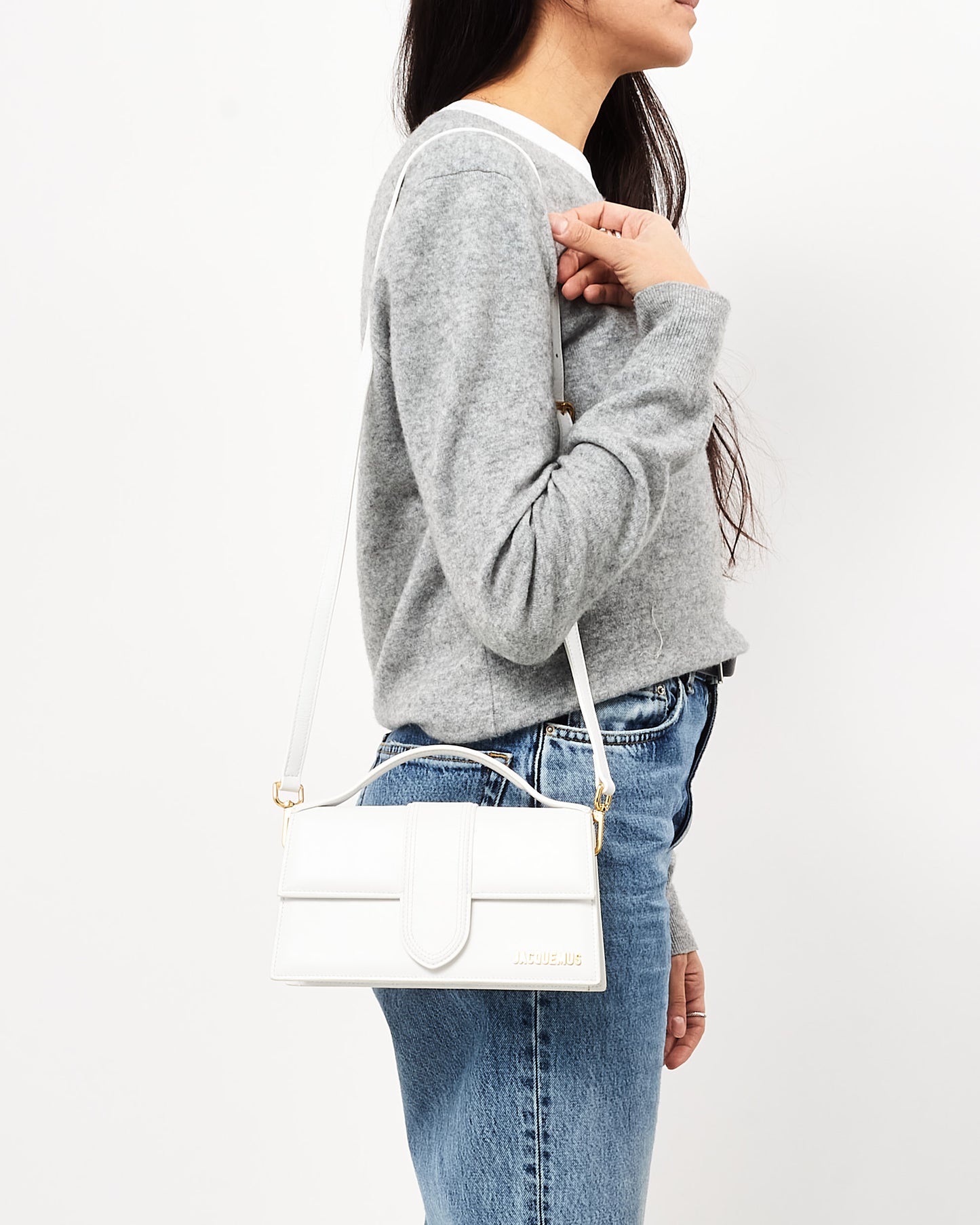 Jacquemus White Leather Le Grand Bambino Bag