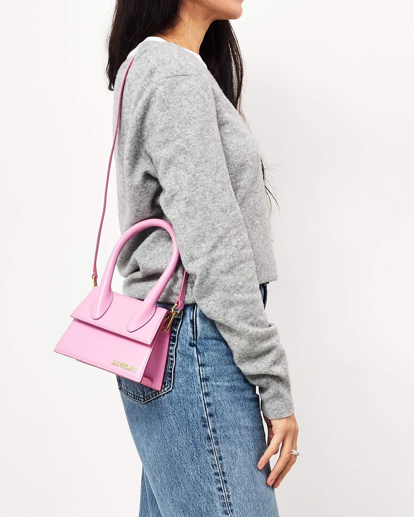 Jacquemus Pink Leather Le Moyen Chiquito Top Handle Bag