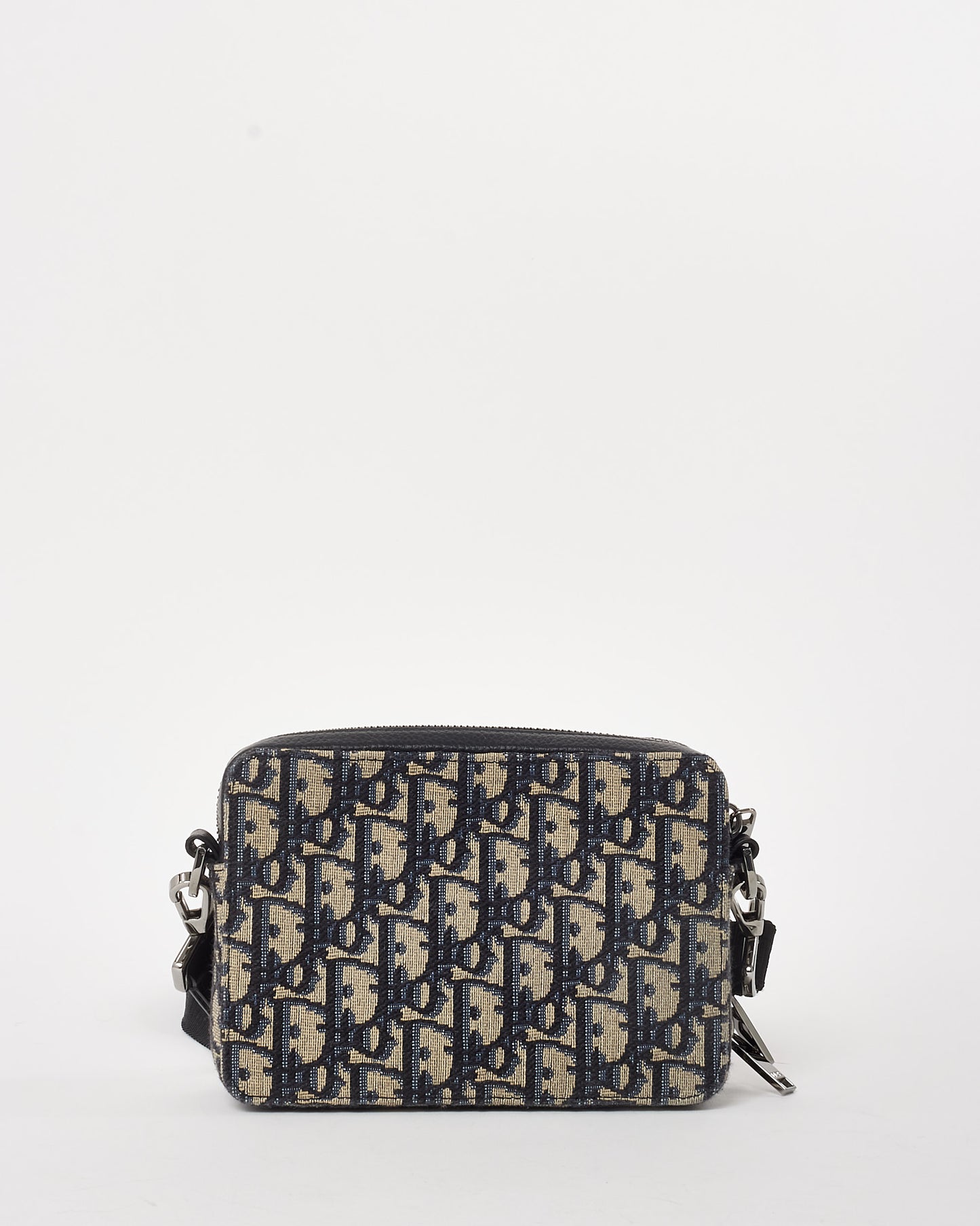 Dior Navy Oblique Jacquard Canvas Zipped Pouch with Strap Crossbody Bag