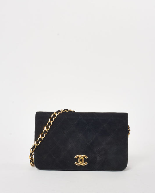 Chanel Vintage Black Suede Wallet on Chain GHW Crossbody Bag