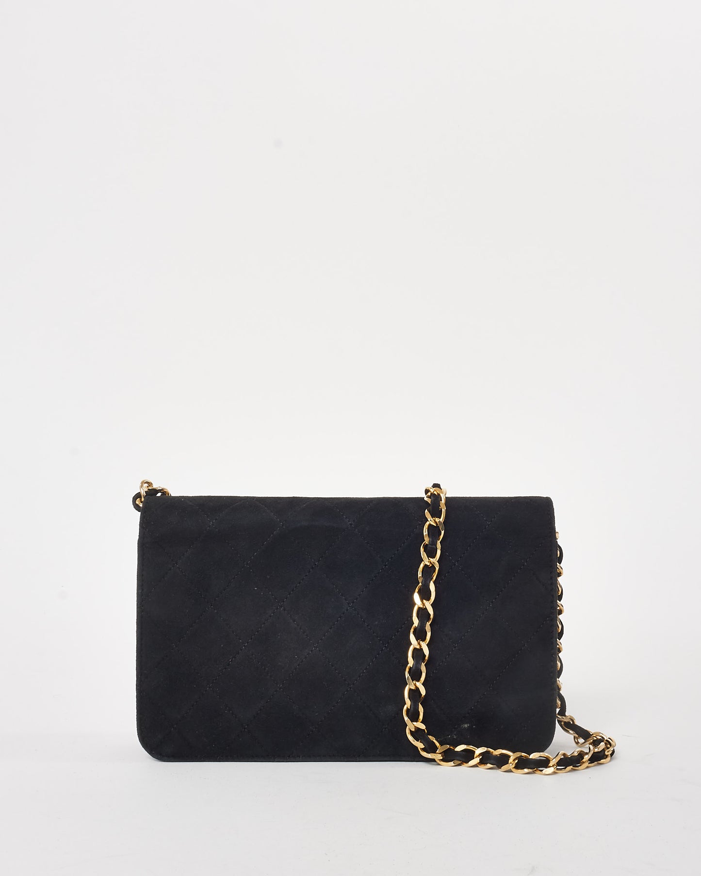 Chanel Vintage Black Suede Wallet on Chain GHW Crossbody Bag