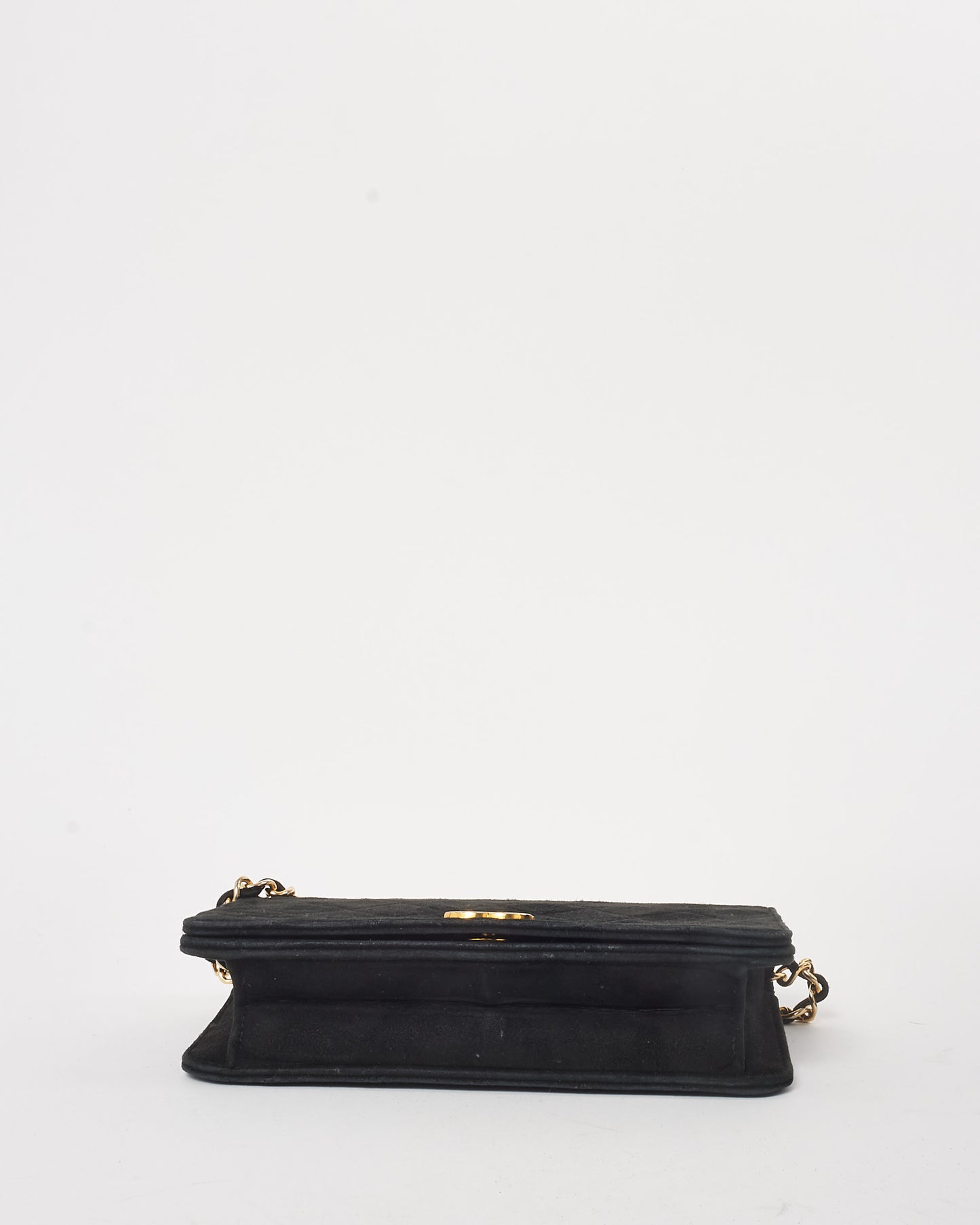 Chanel Vintage Black Suede Wallet on Chain GHW Crossbody Bag