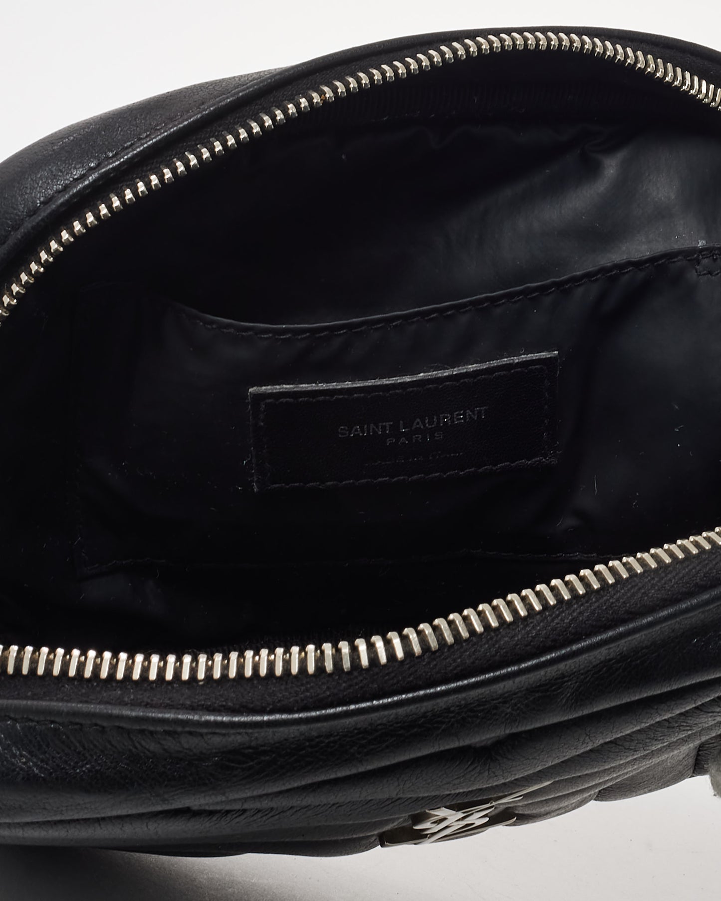 Saint Laurent Black Matelassé Monogram Lou Lou Cosmetic Case SHW