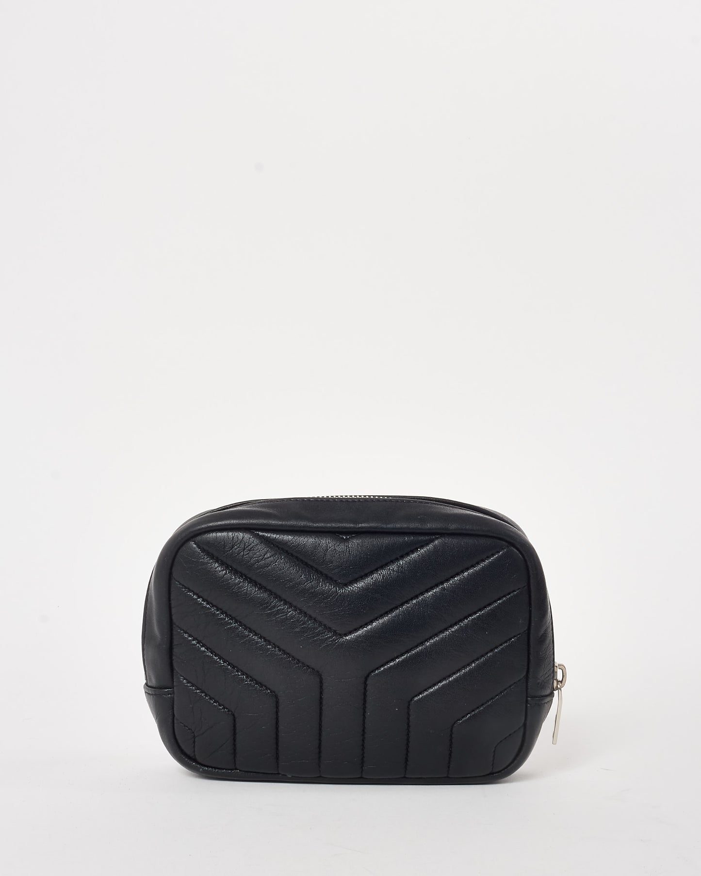 Saint Laurent Black Matelassé Monogram Lou Lou Cosmetic Case SHW