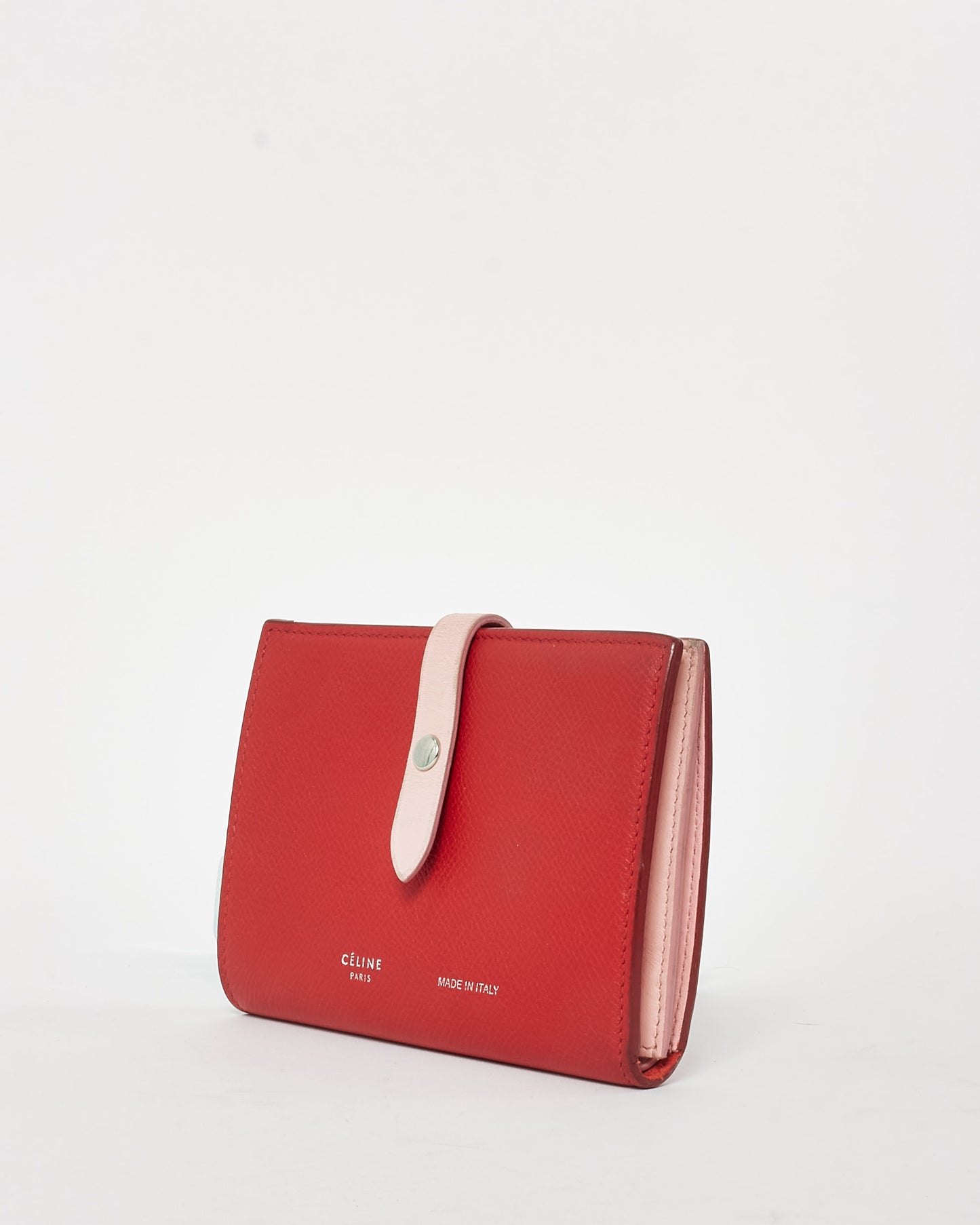 Celine Red Leather and Pink Strap Wallet