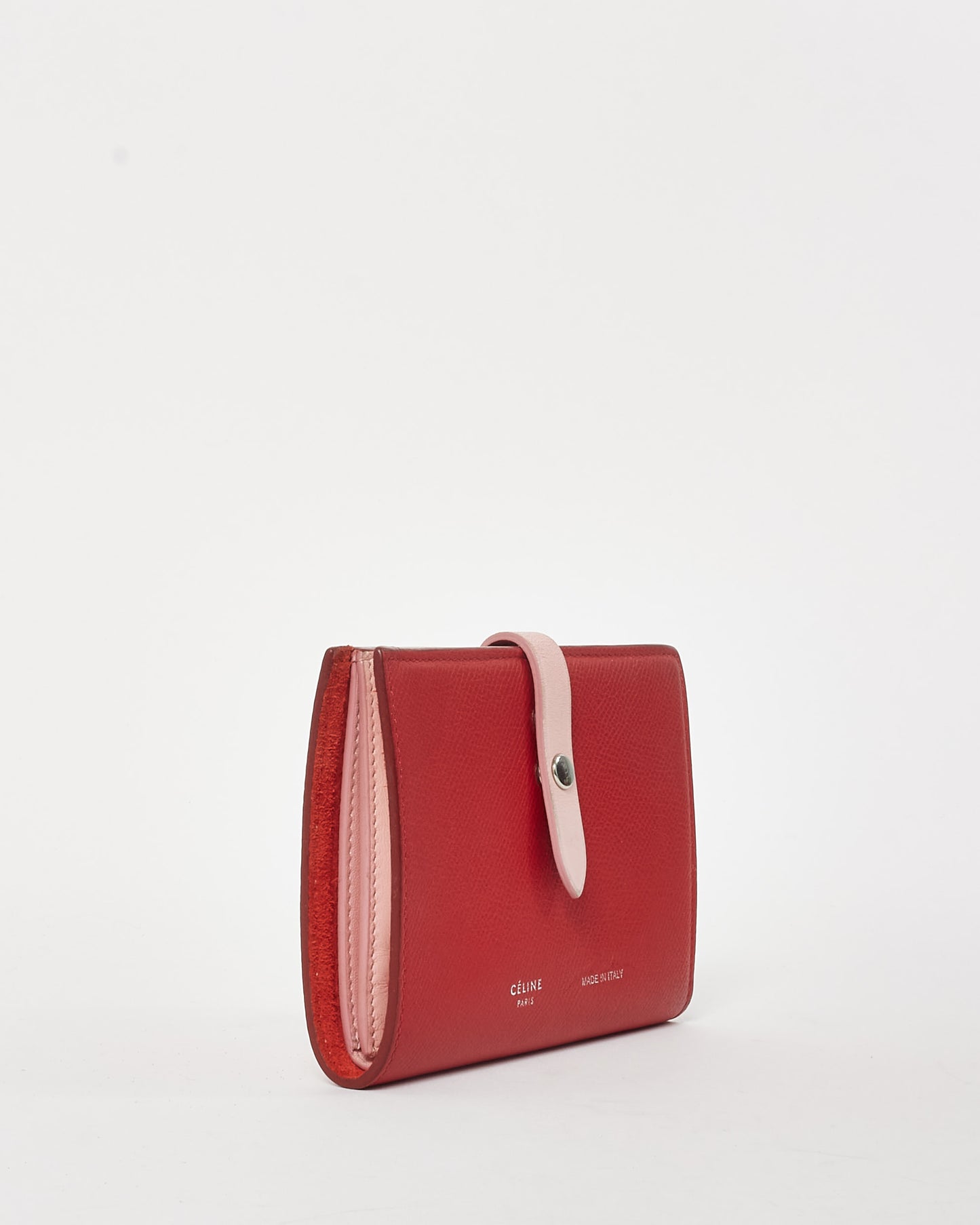 Celine Red Leather and Pink Strap Wallet