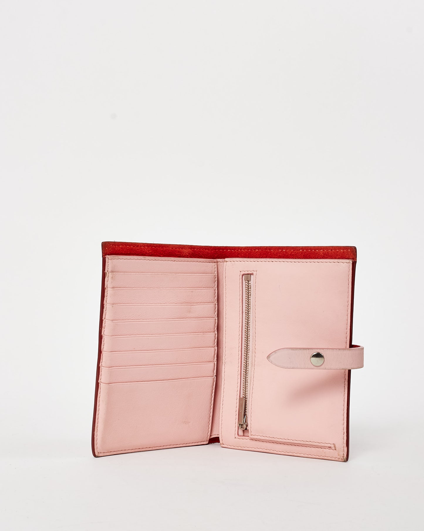 Celine Red Leather and Pink Strap Wallet