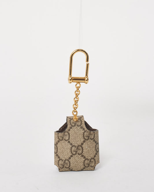 Gucci Beige and Brown Monogram Coated Canvas Ophidia AirPod Case Key Chain