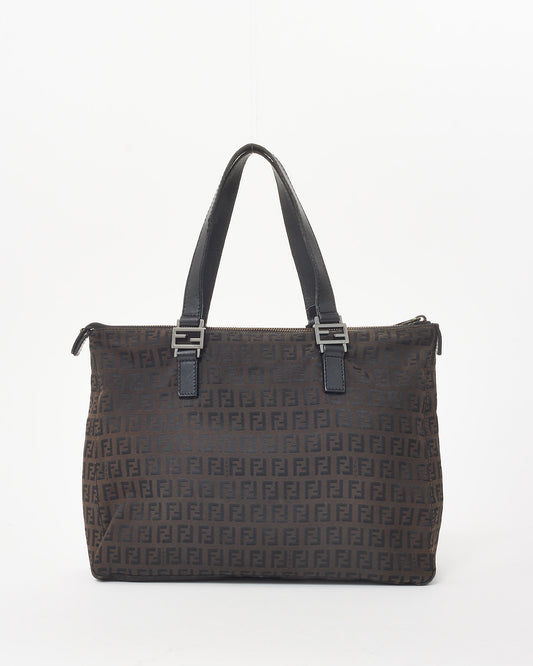 Fendi Vintage Brown and Black Zucchino Canvas Tote Bag