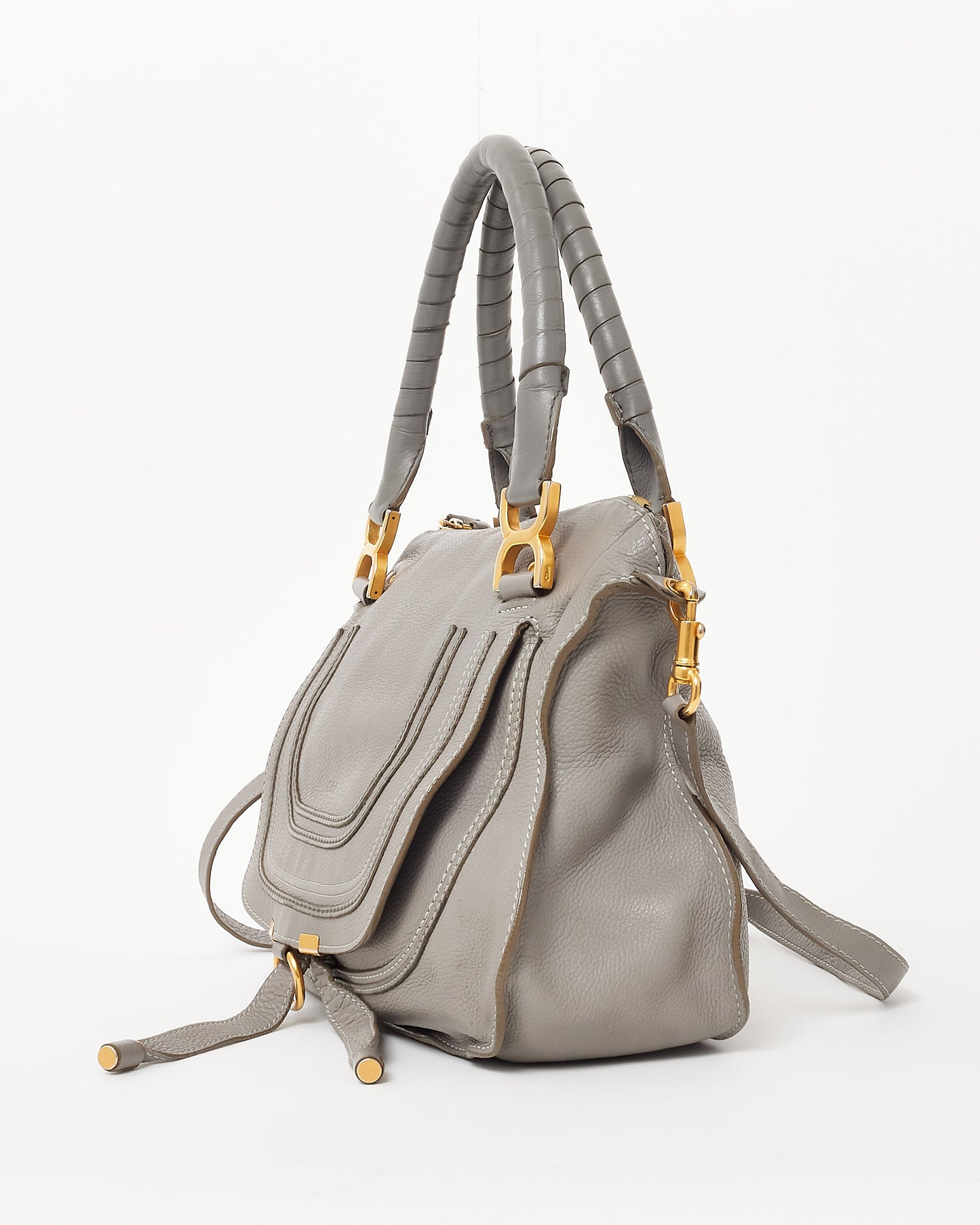 Chloé Grey Leather Small Marcie Double Carry Bag