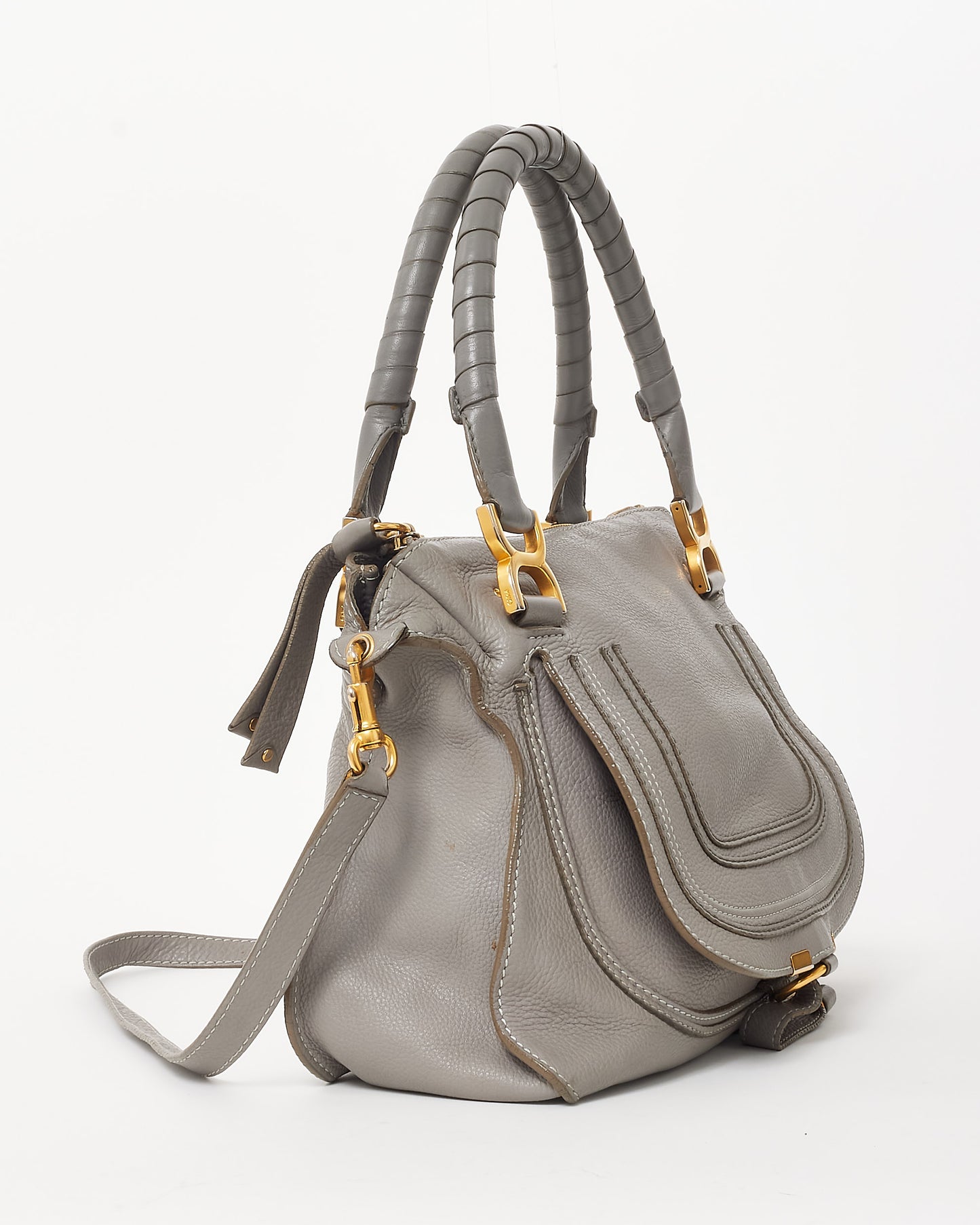 Chloé Grey Leather Small Marcie Double Carry Bag