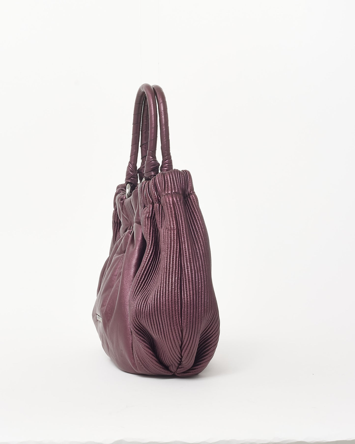 Miu Miu Purple Leather Pleated Hobo Bag