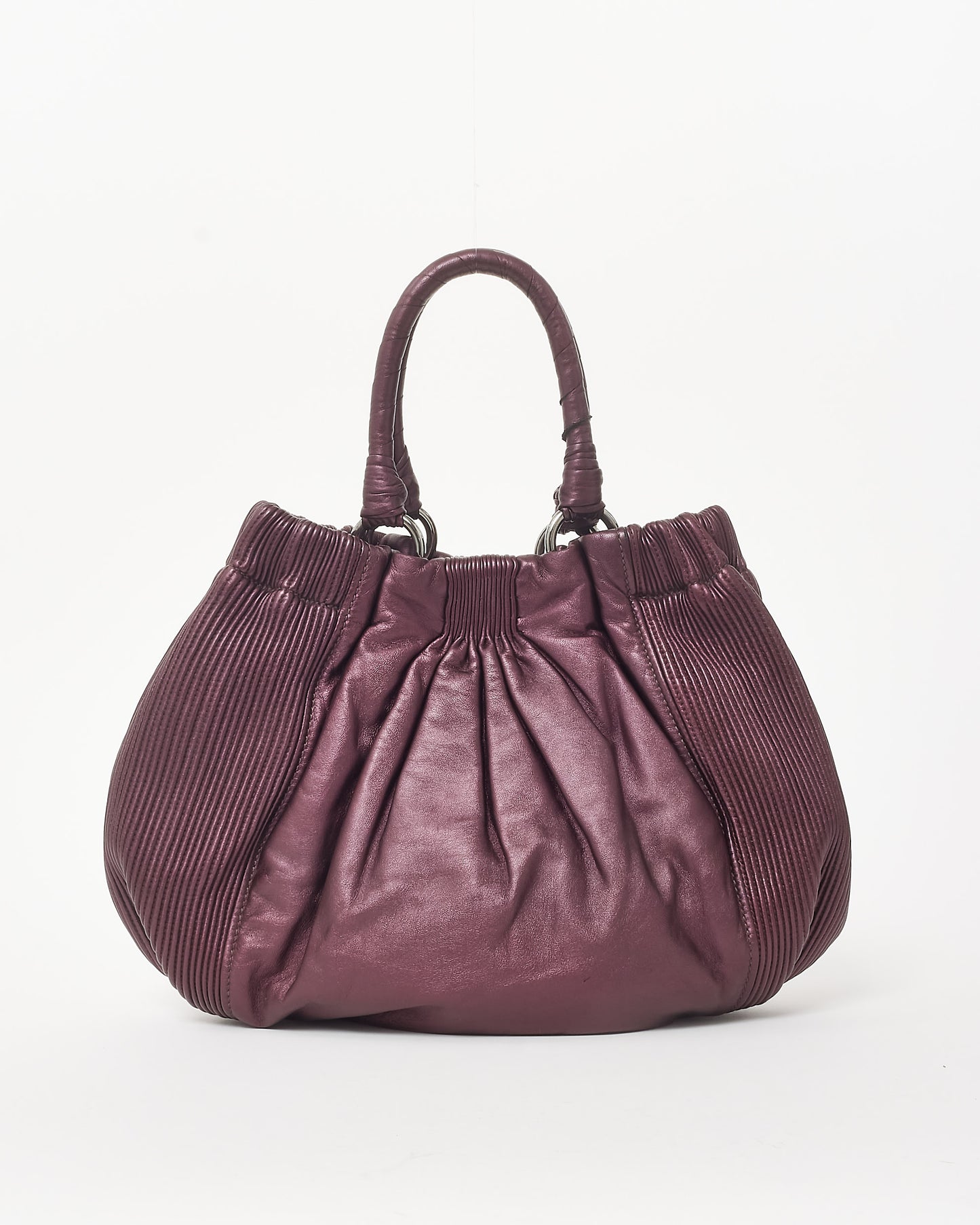 Miu Miu Purple Leather Pleated Hobo Bag