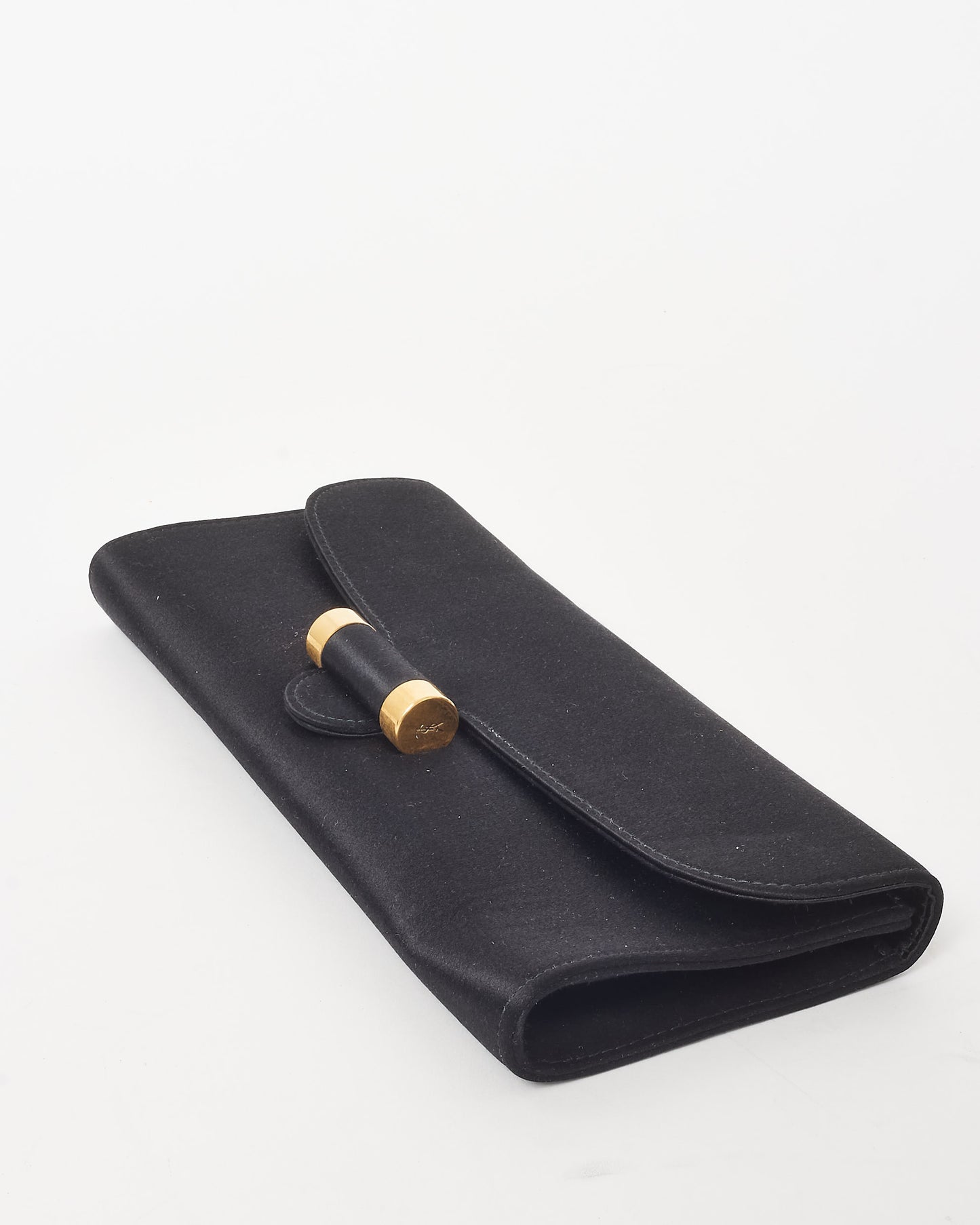 Saint Laurent Black Satin Muse Clutch