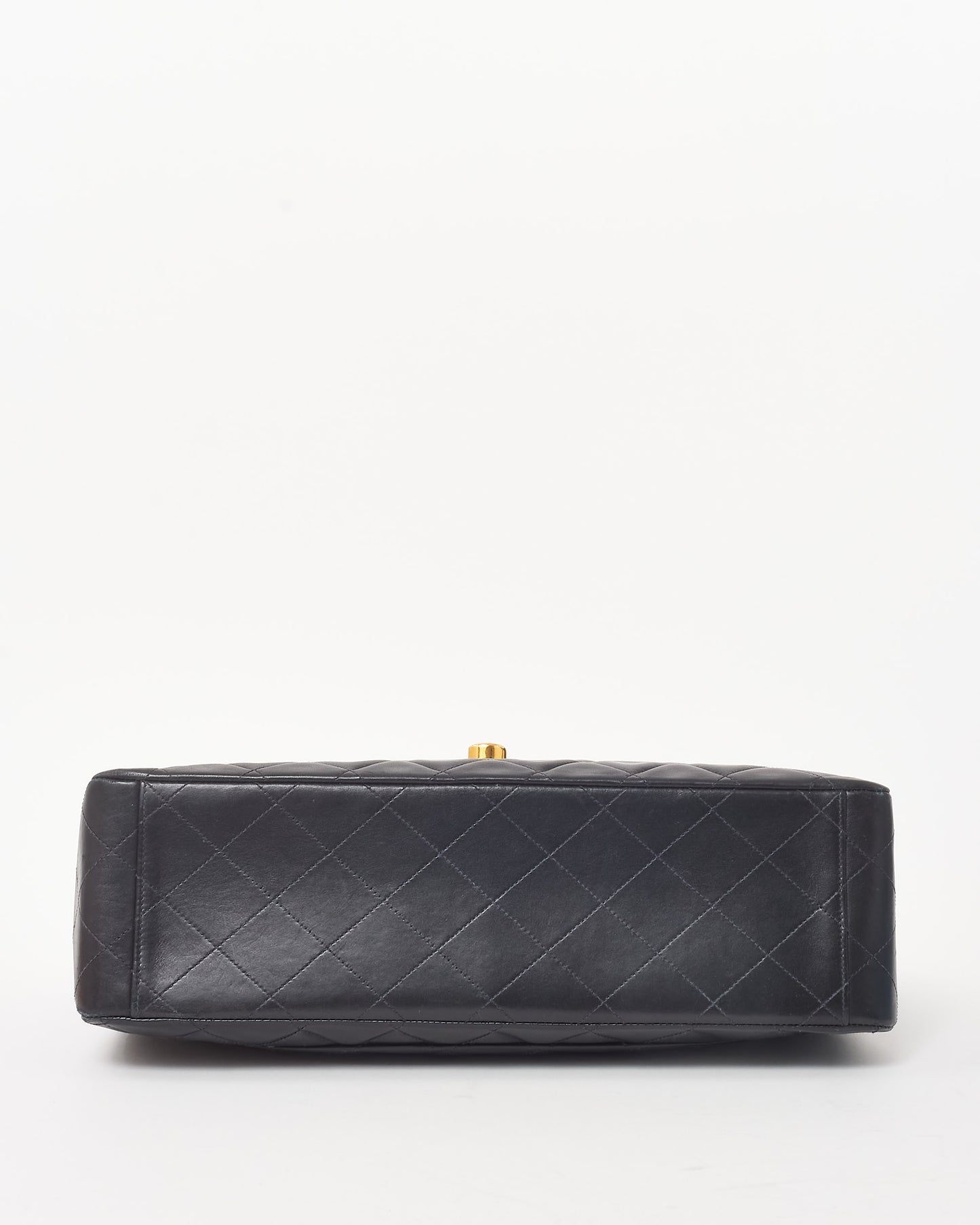 Chanel Vintage Black Lambskin Quilted Leather 24k Gold XL CC Maxi Flap Bag