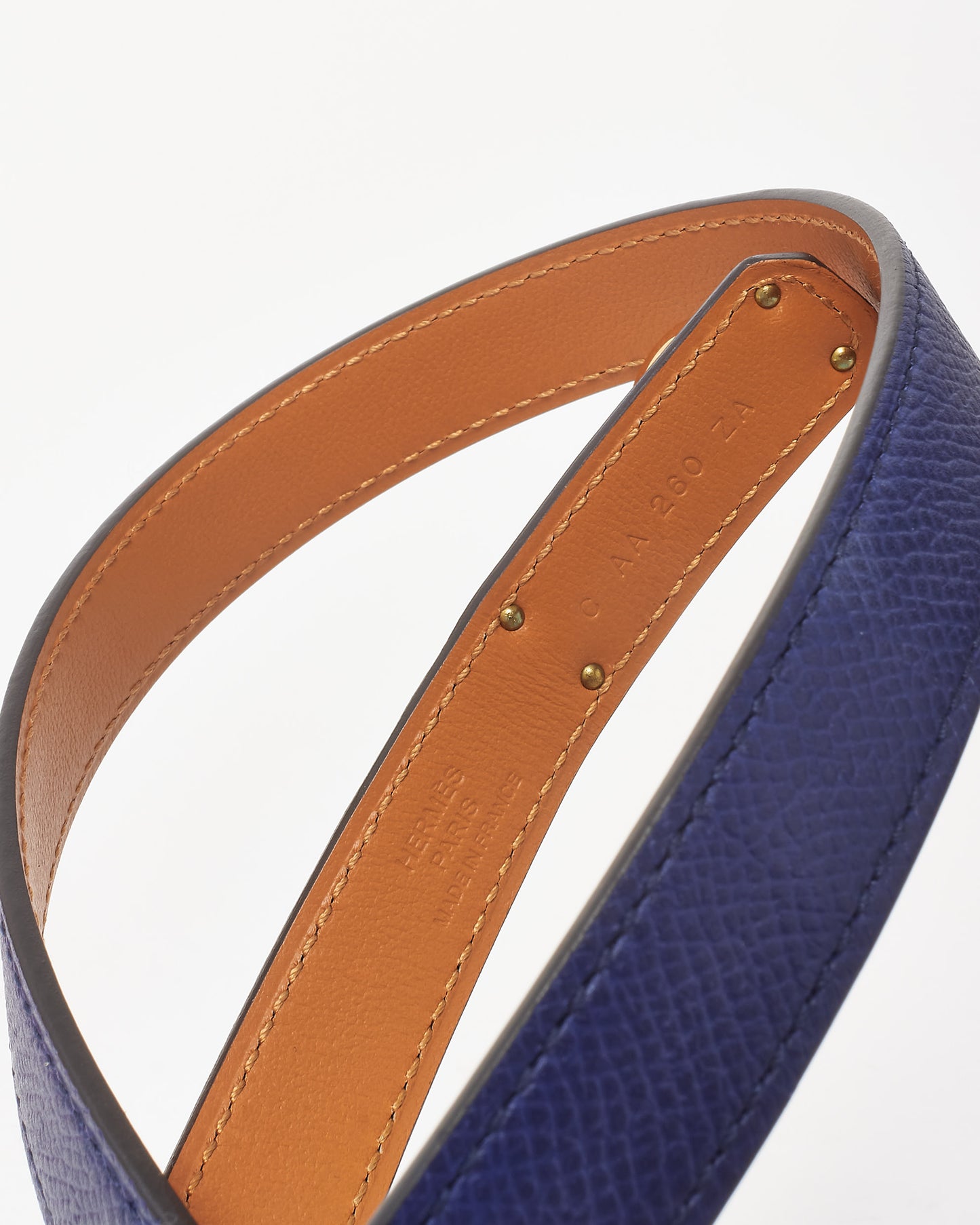 Hermès Navy Epsom Leather Kelly 18 Belt RGW