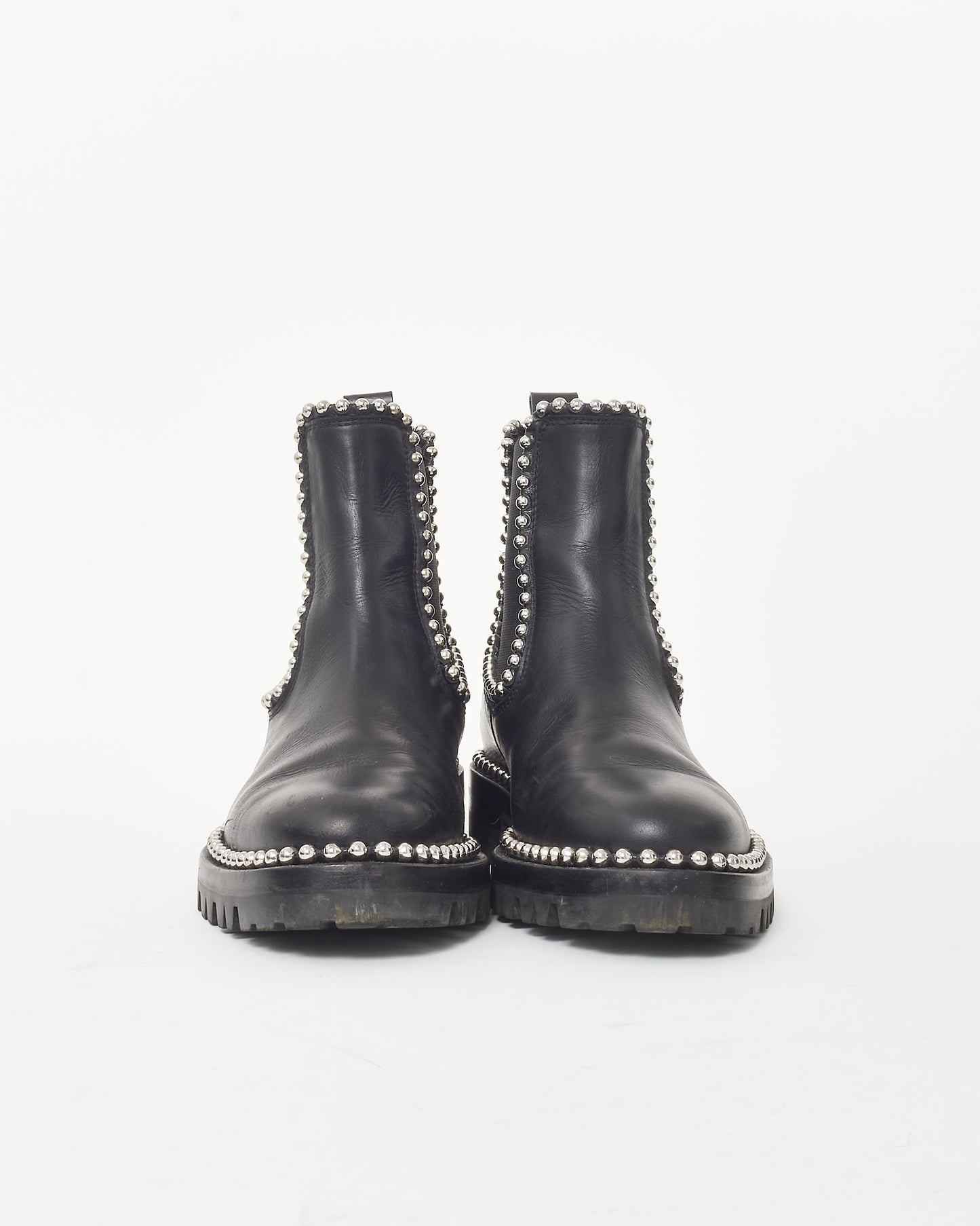 Alexander Wang Black Leather Spencer Studded Ankle Boots - 36