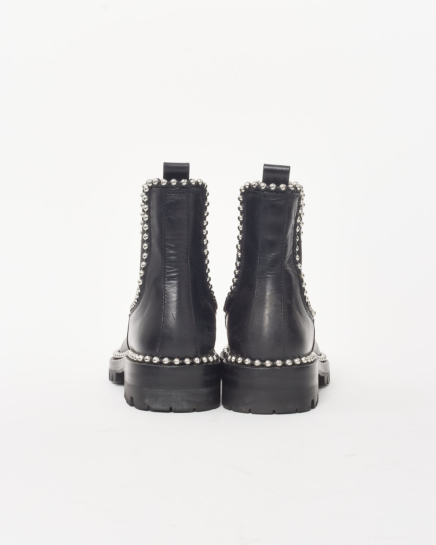 Alexander Wang Black Leather Spencer Studded Ankle Boots - 36