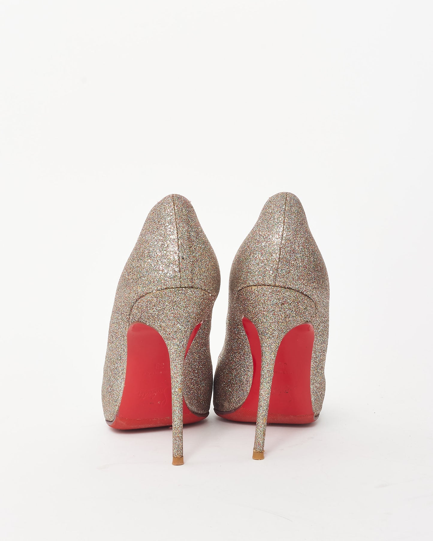 Christian Louboutin Gold Metallic Multi Glitter Round Toe Pumps - 39