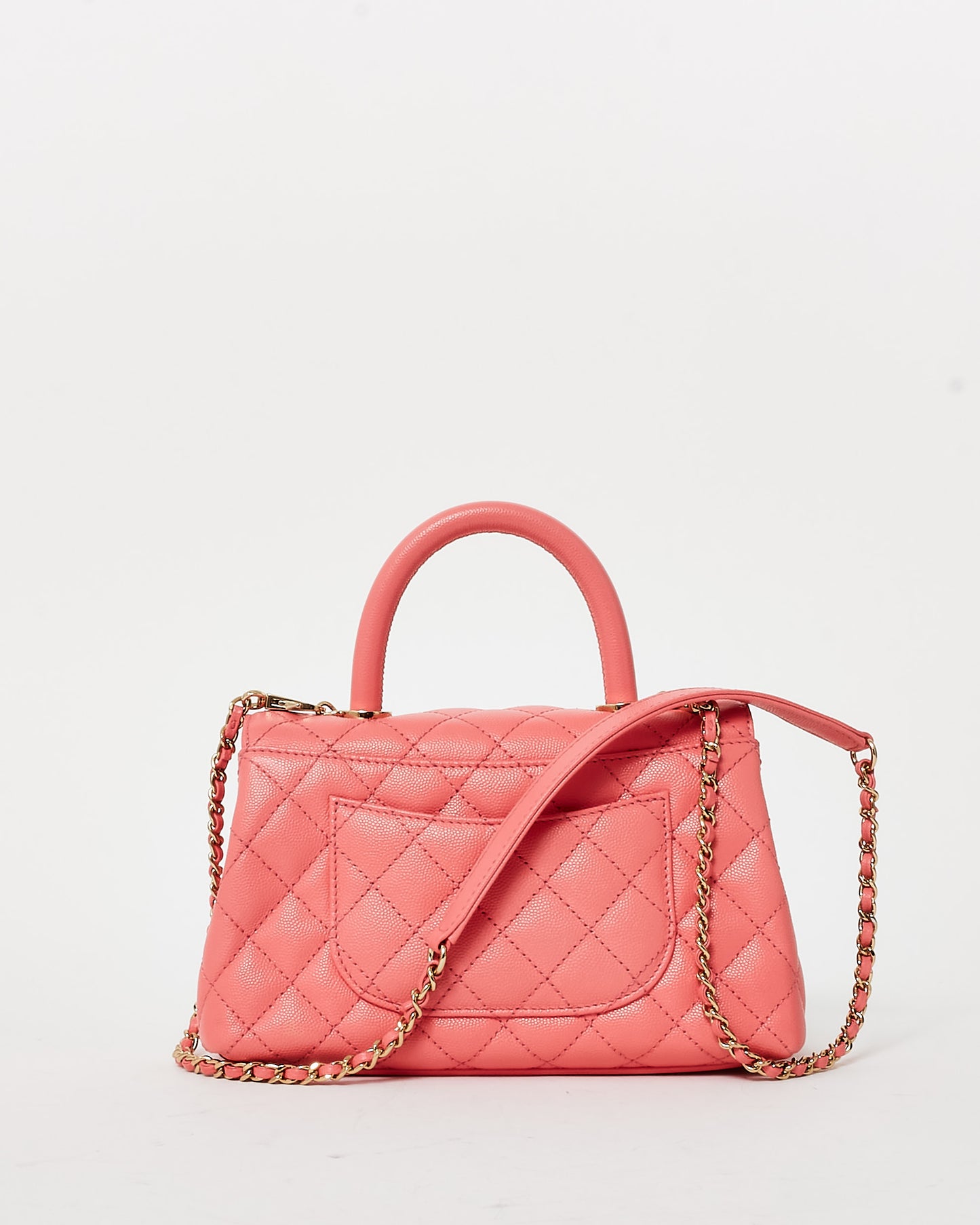 Chanel Salmon Pink Caviar Leather Small Coco Top Handle Bag