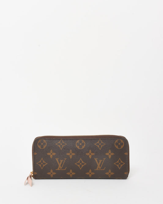 Louis Vuitton Pink Monogram Coated Canvas Clémence Zippy Wallet